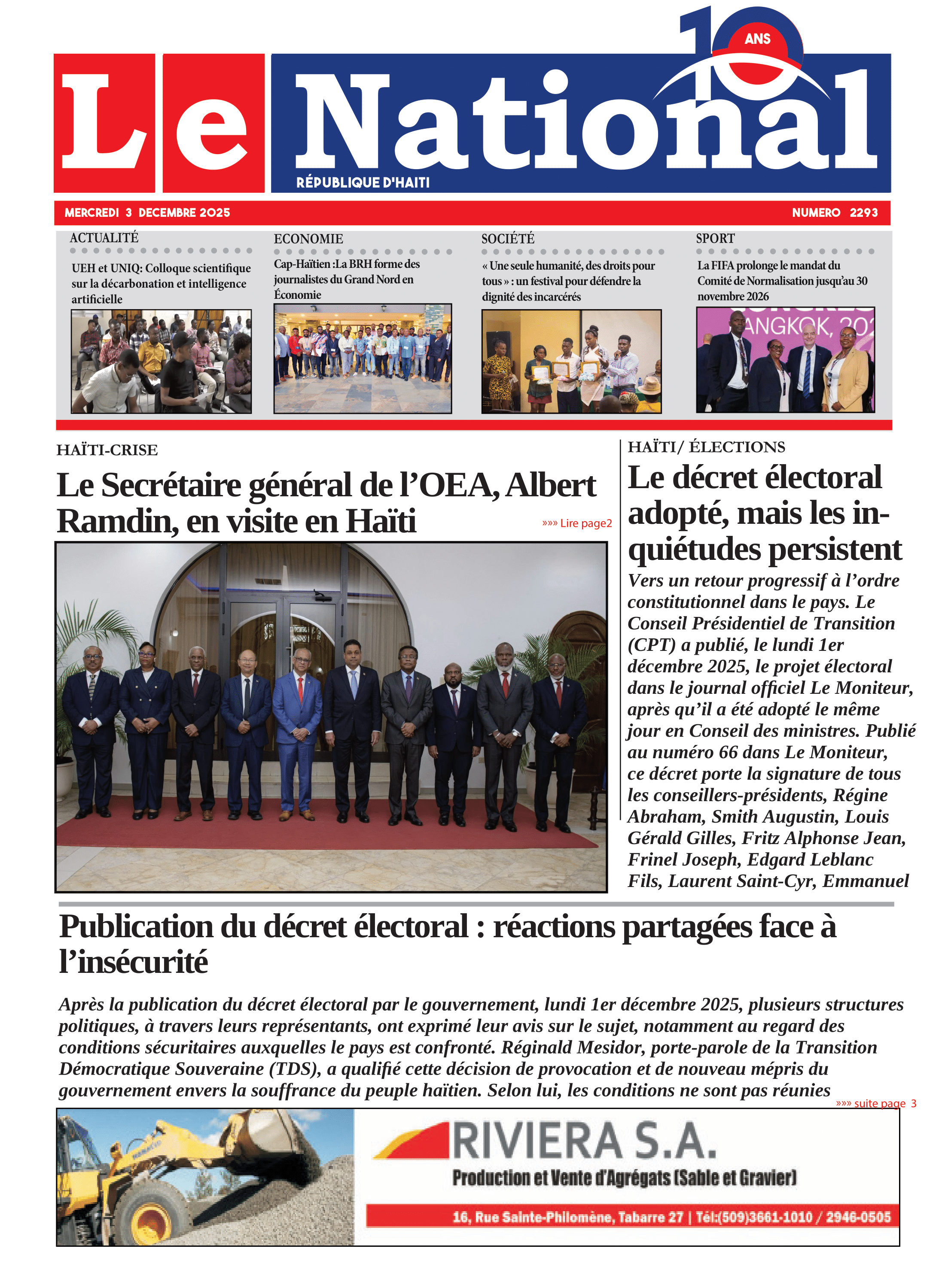 Page 1 de l'édition 2293