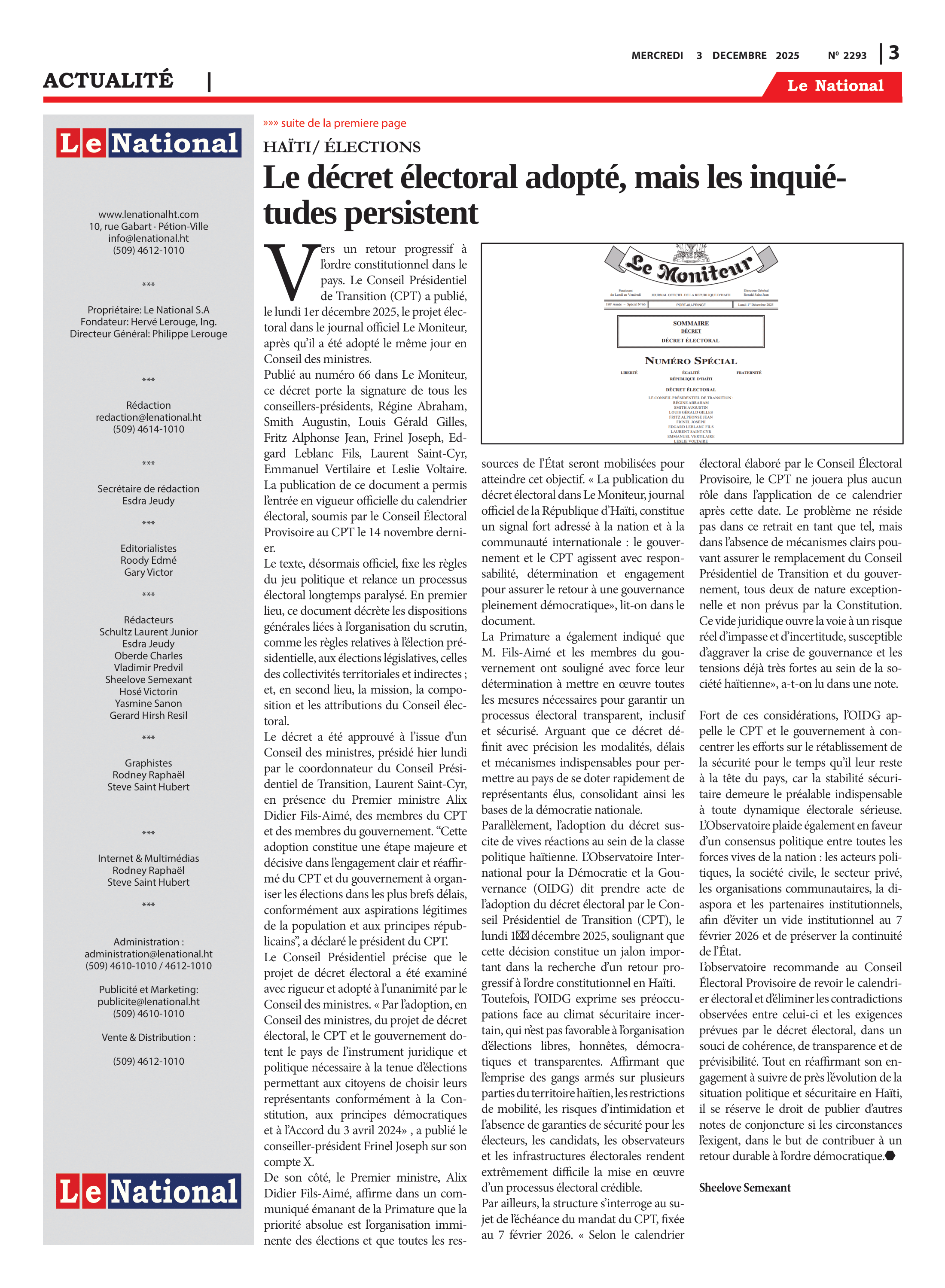 Page 3 de l'édition 2293