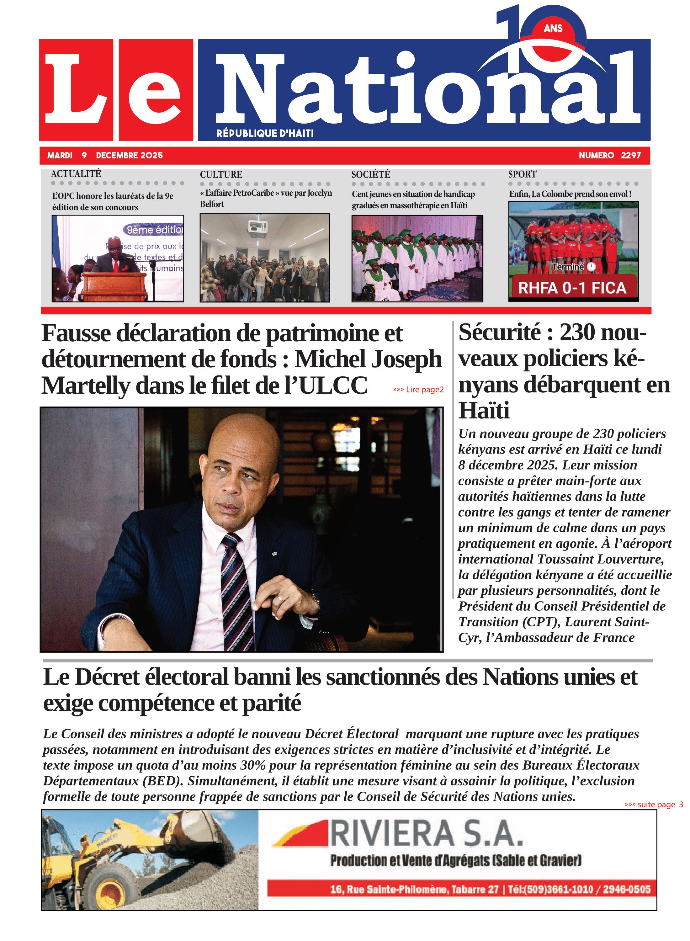Page 1 de l'édition 2297