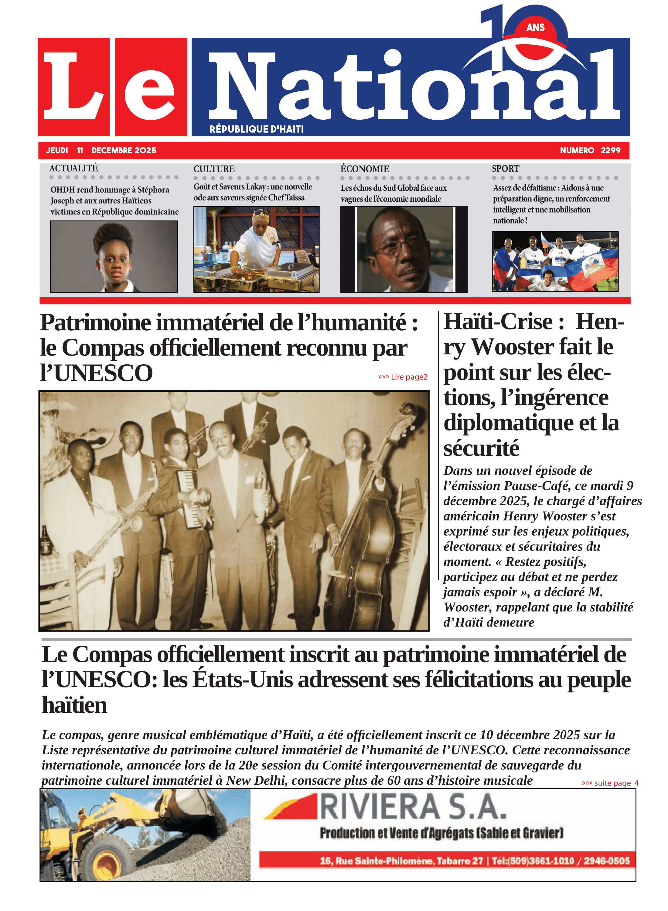 Page 1 de l'édition 2299