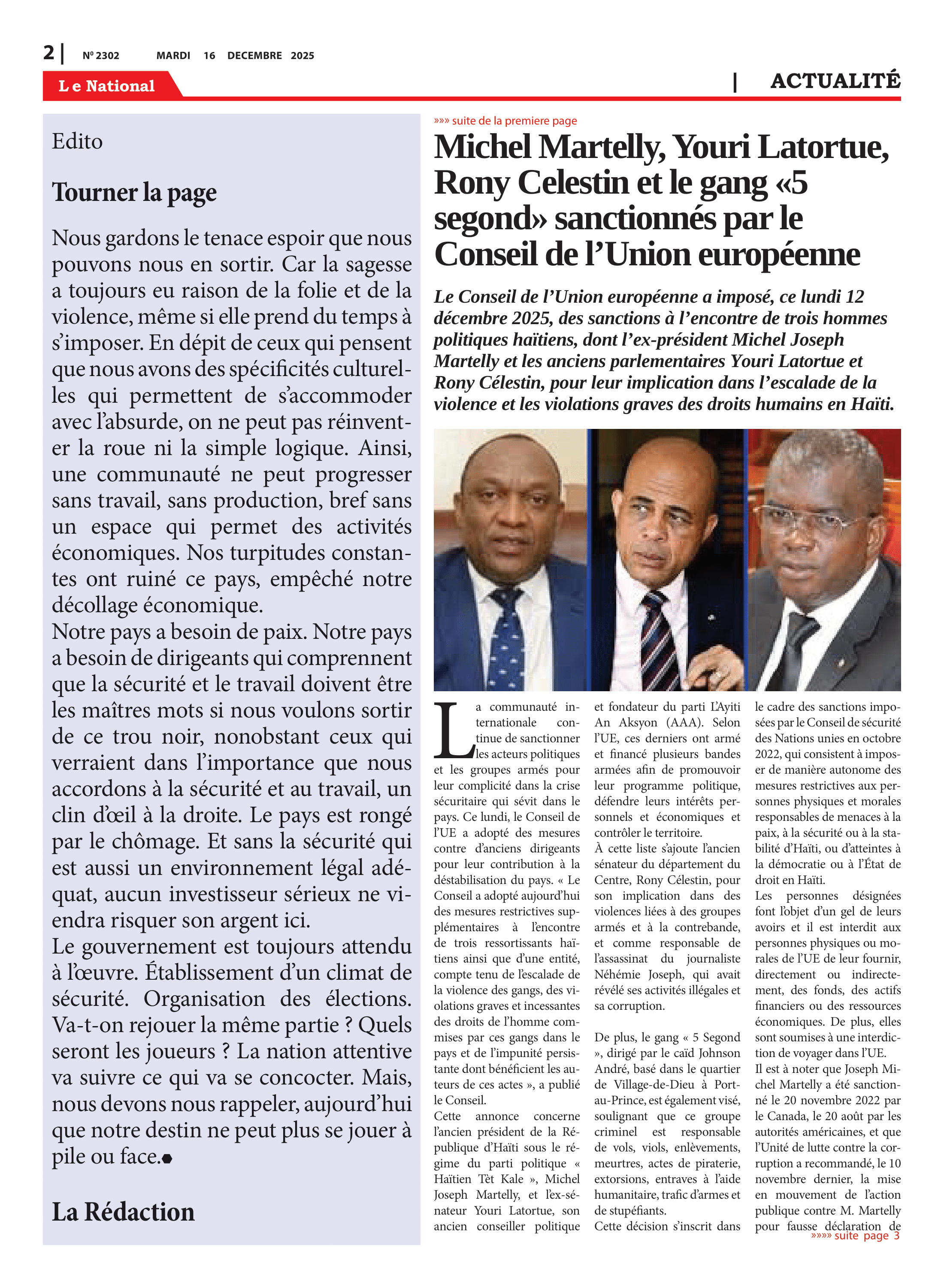 Page 2 de l'édition 2302