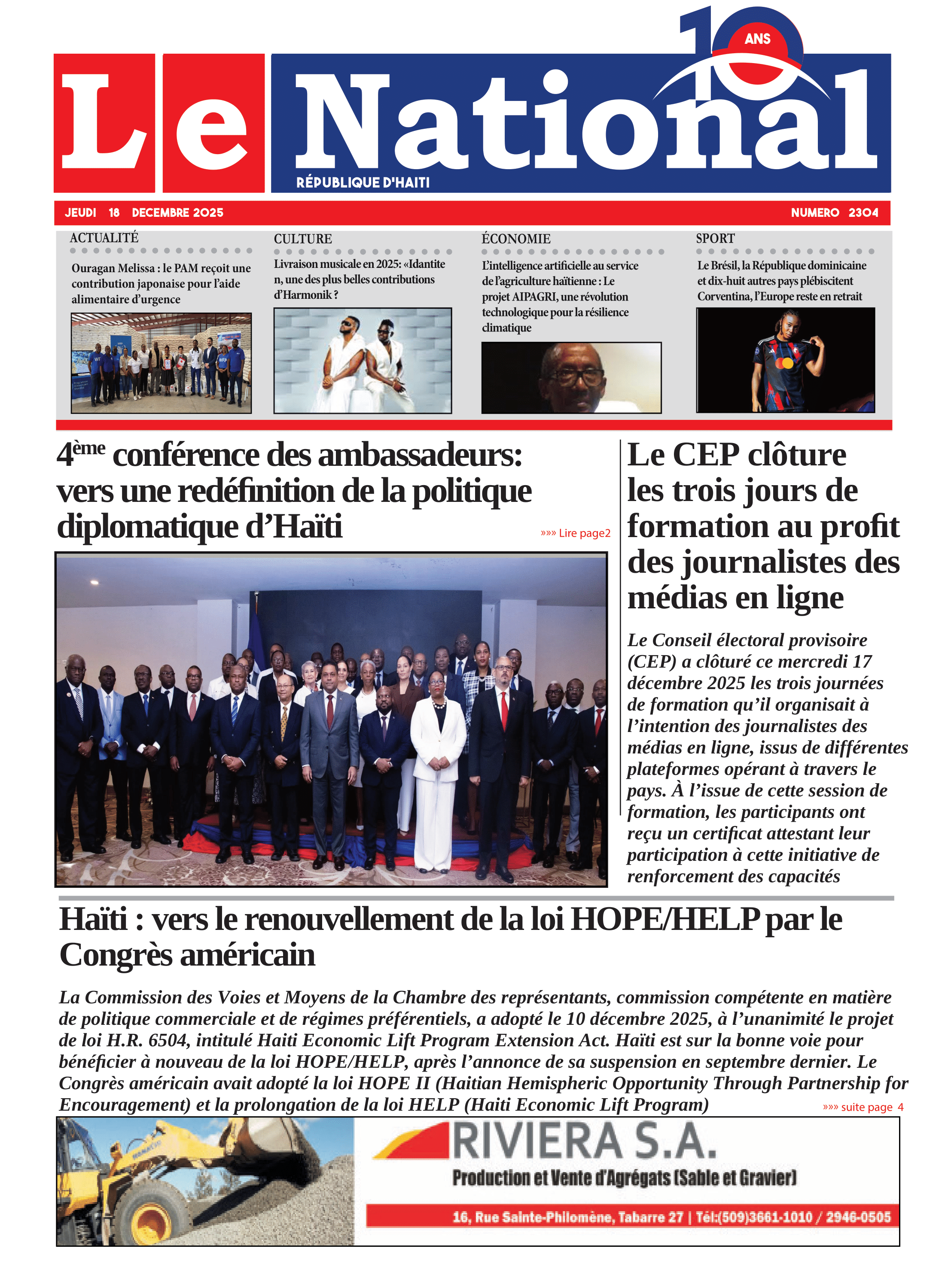 Page 1 de l'édition 2304