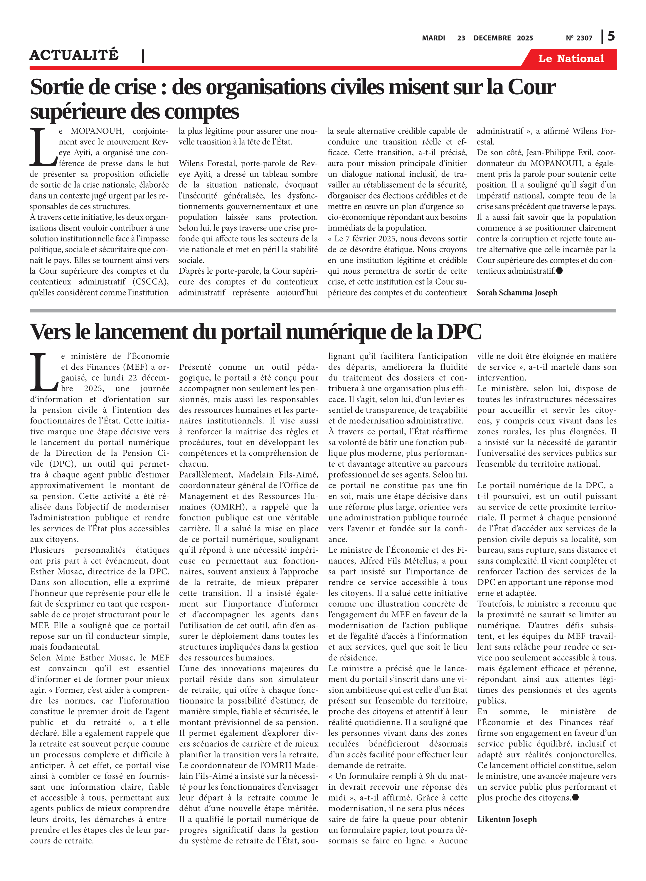 Page 5 de l'édition 2307