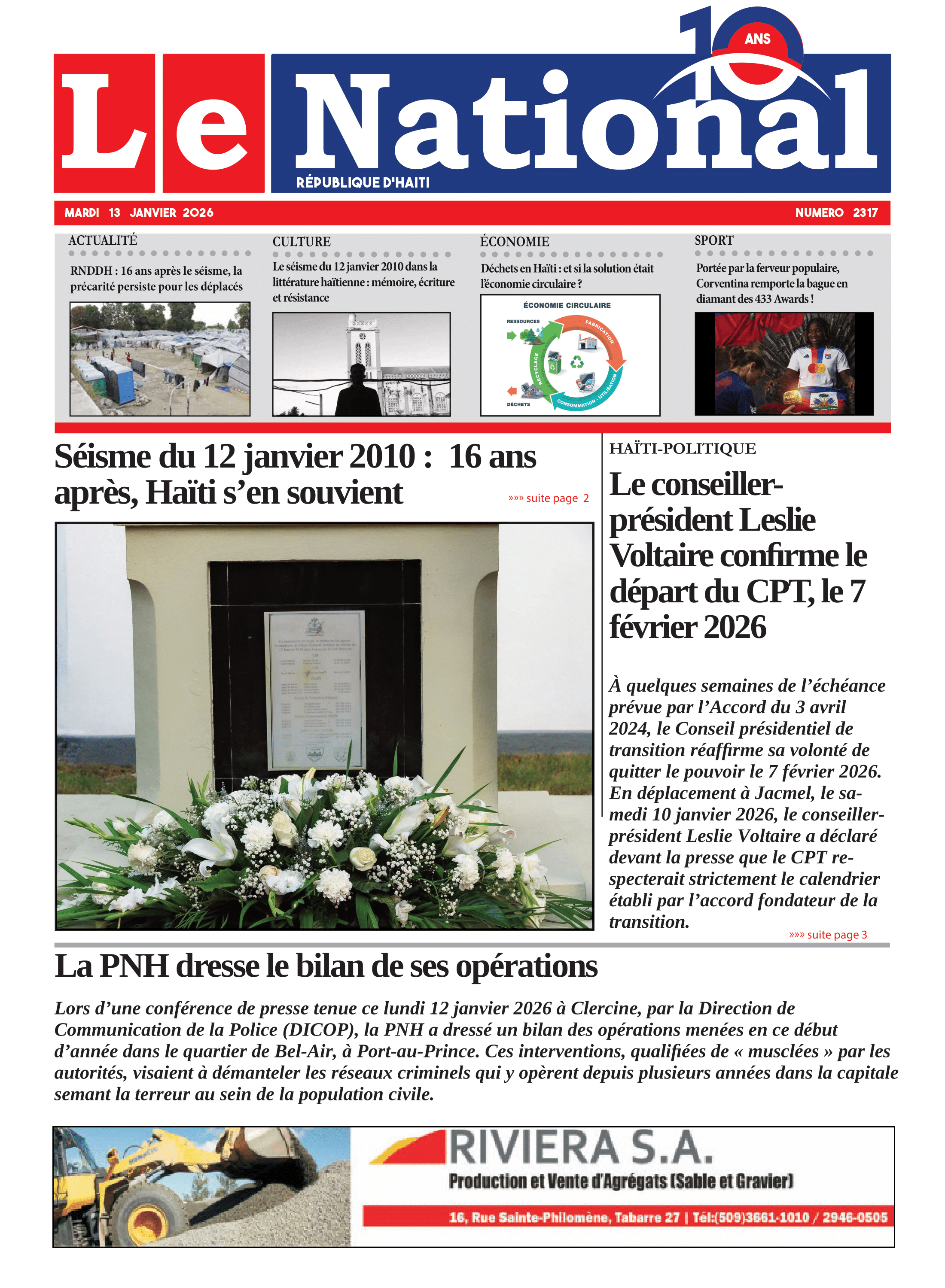 Page 1 de l'édition 2317
