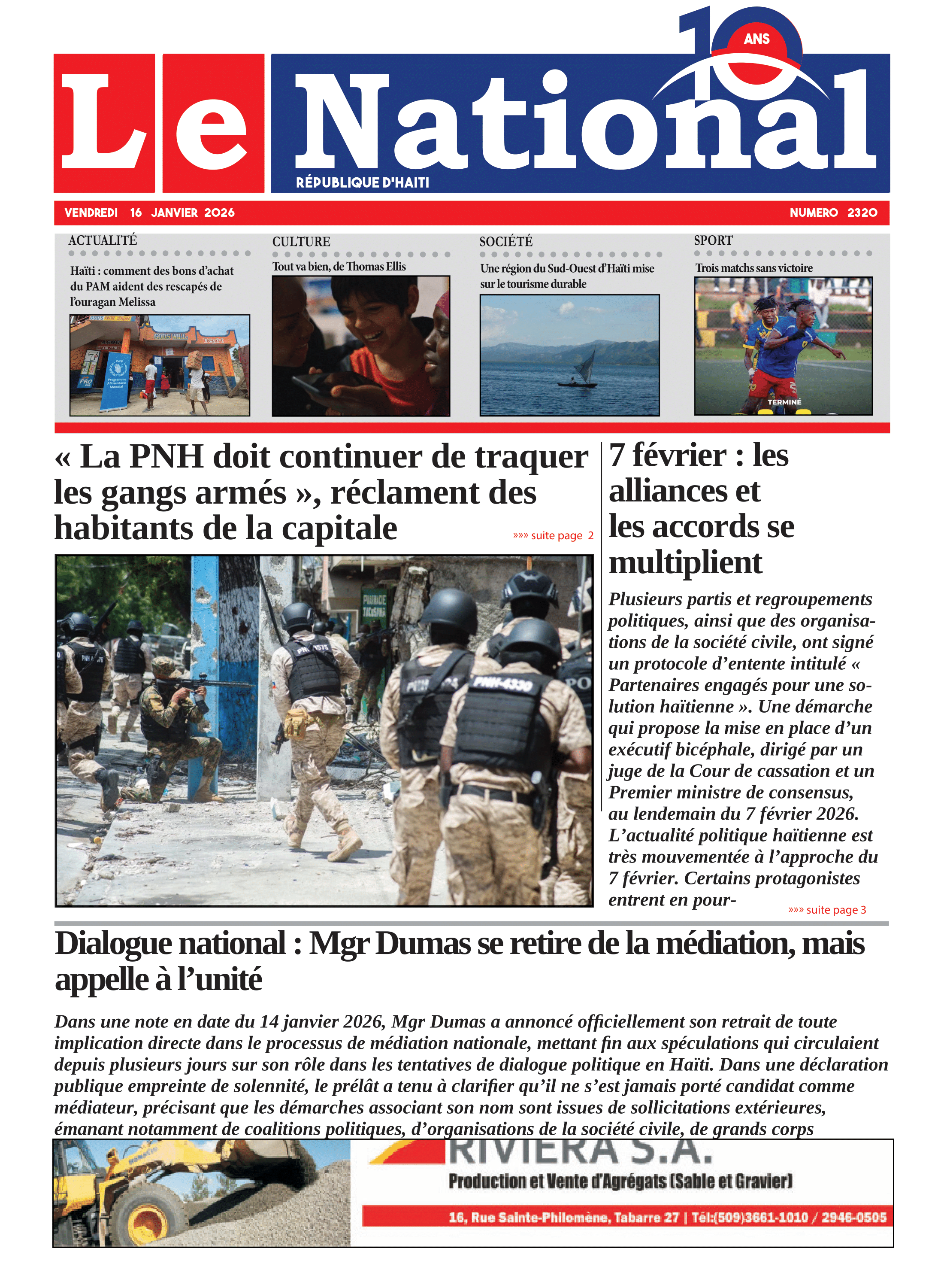 Page 1 de l'édition 2320