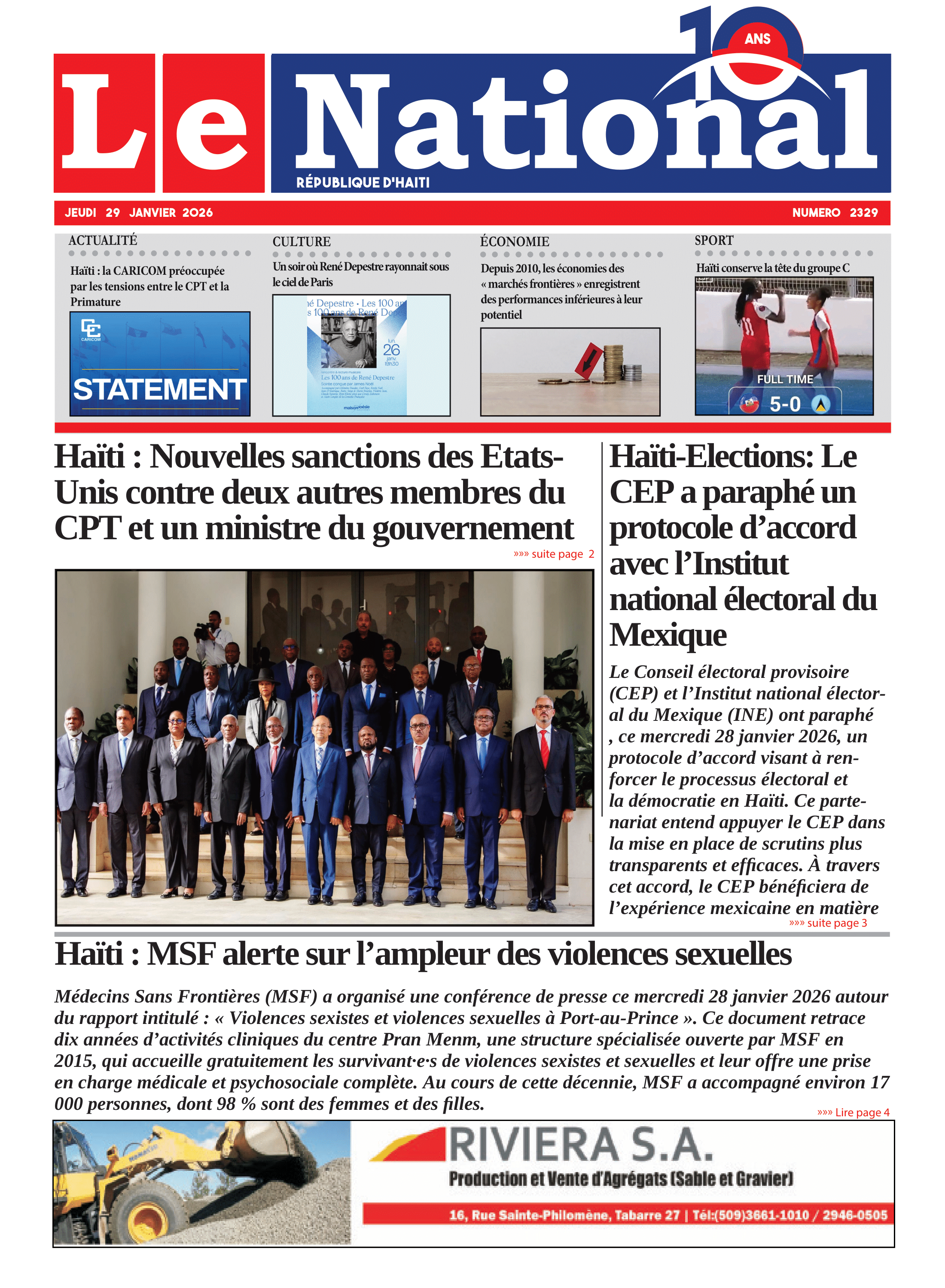Page 1 de l'édition 2329