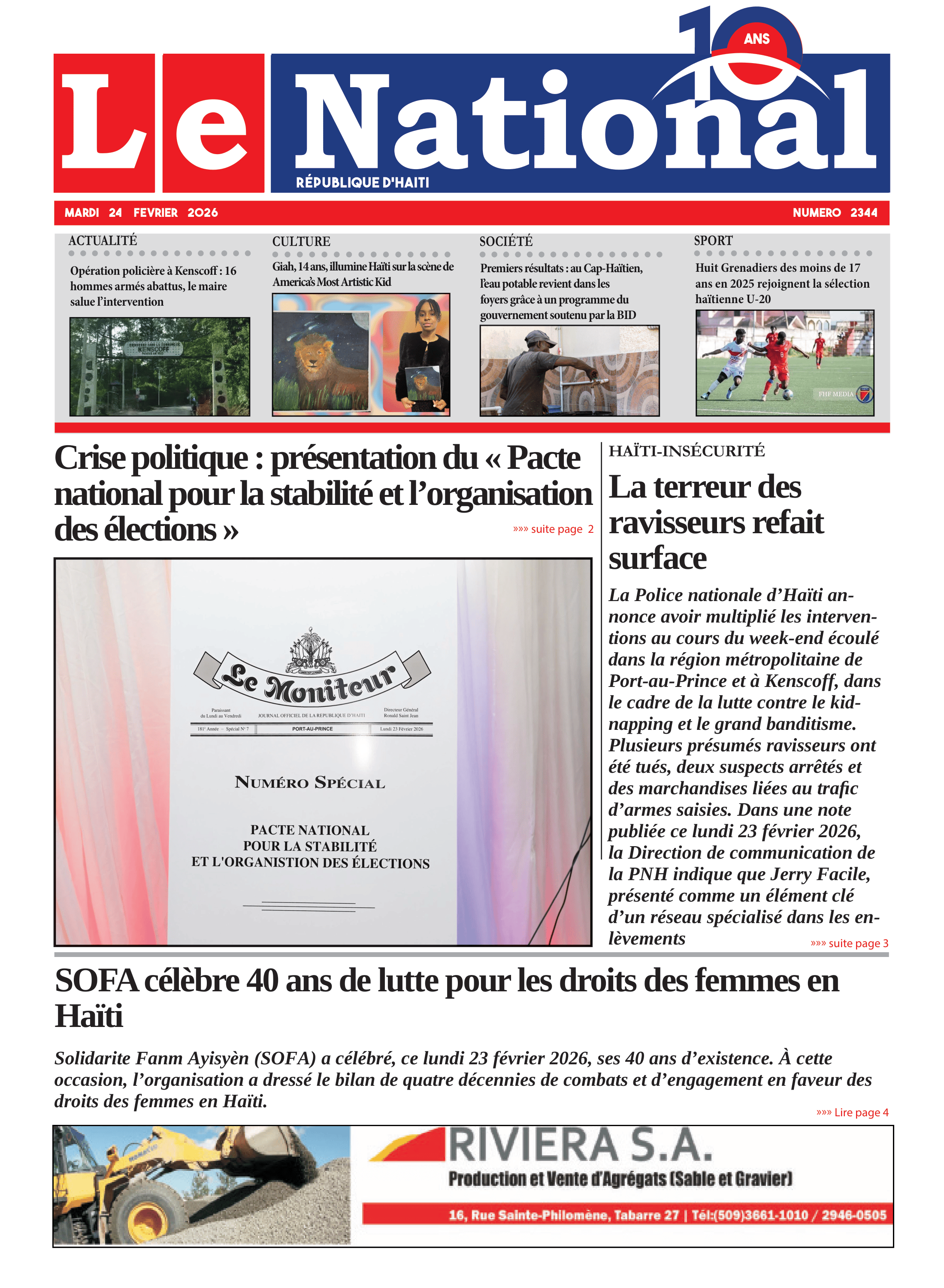 Page 1 de l'édition 2344