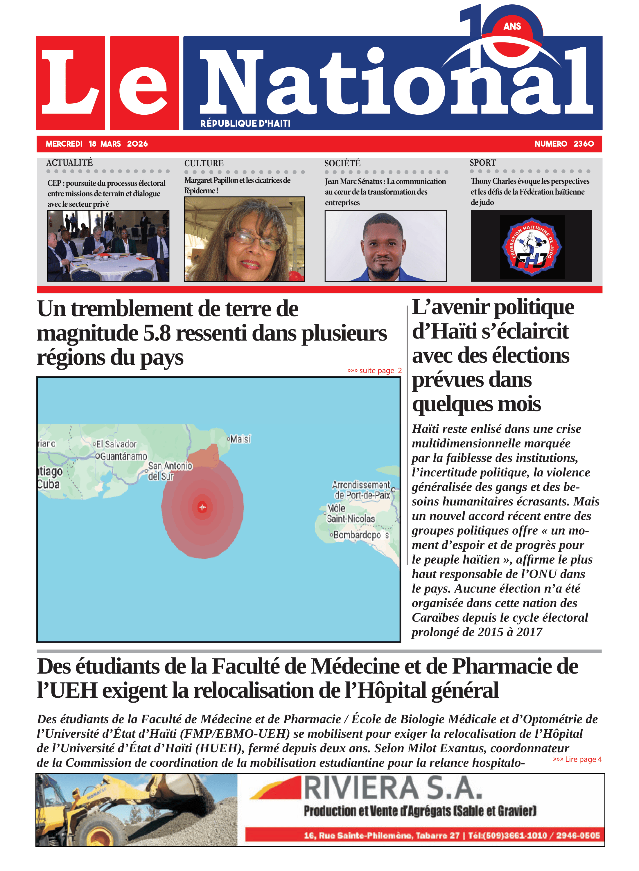 Page 1 de l'édition 2360
