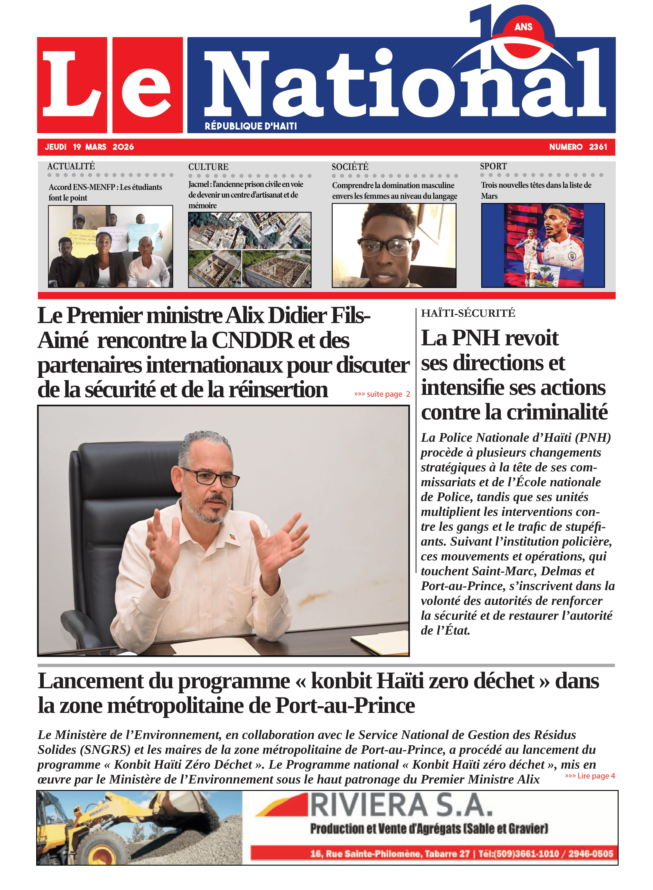 Page 1 de l'édition 2361