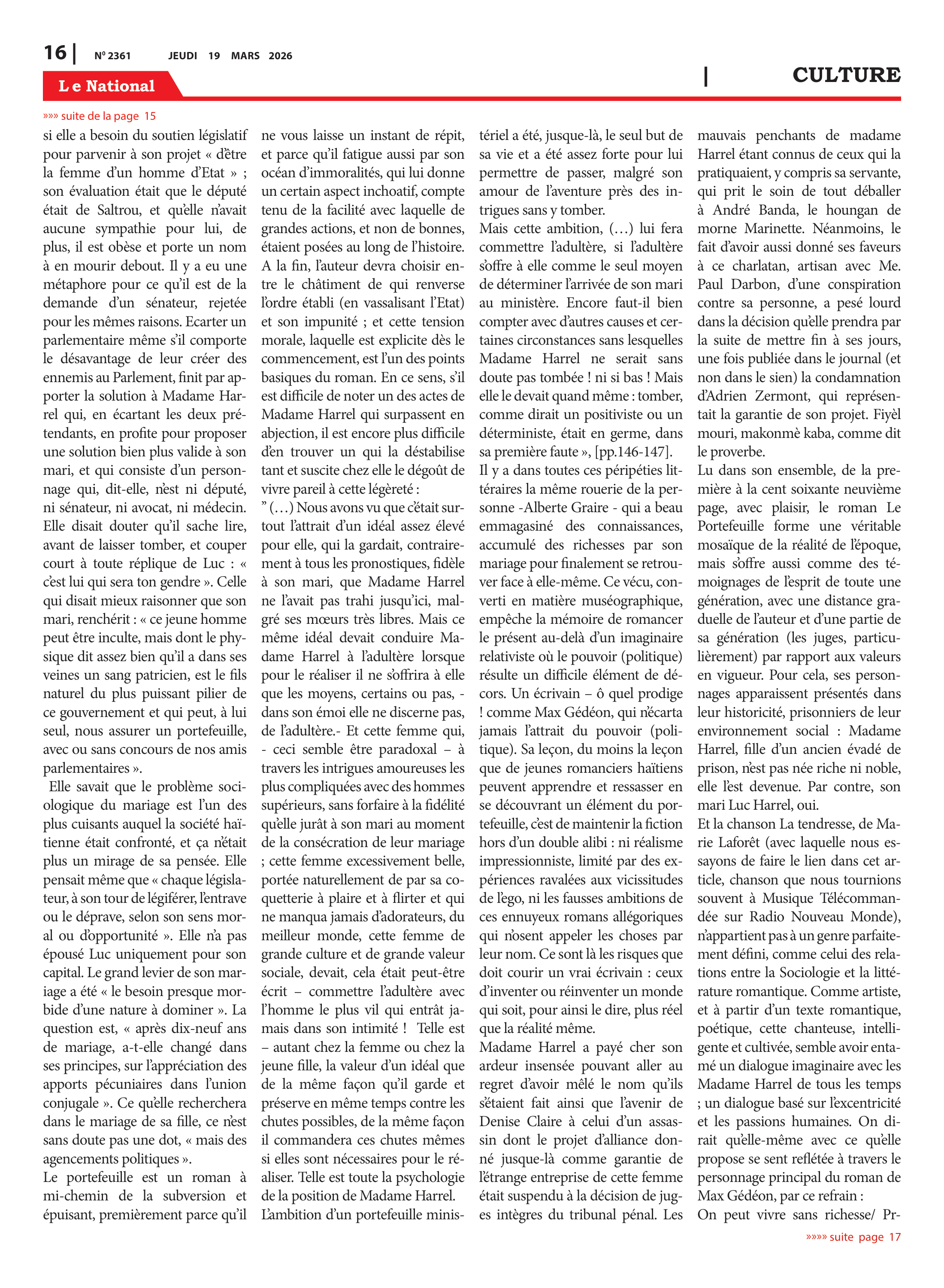 Page 16 de l'édition 2361