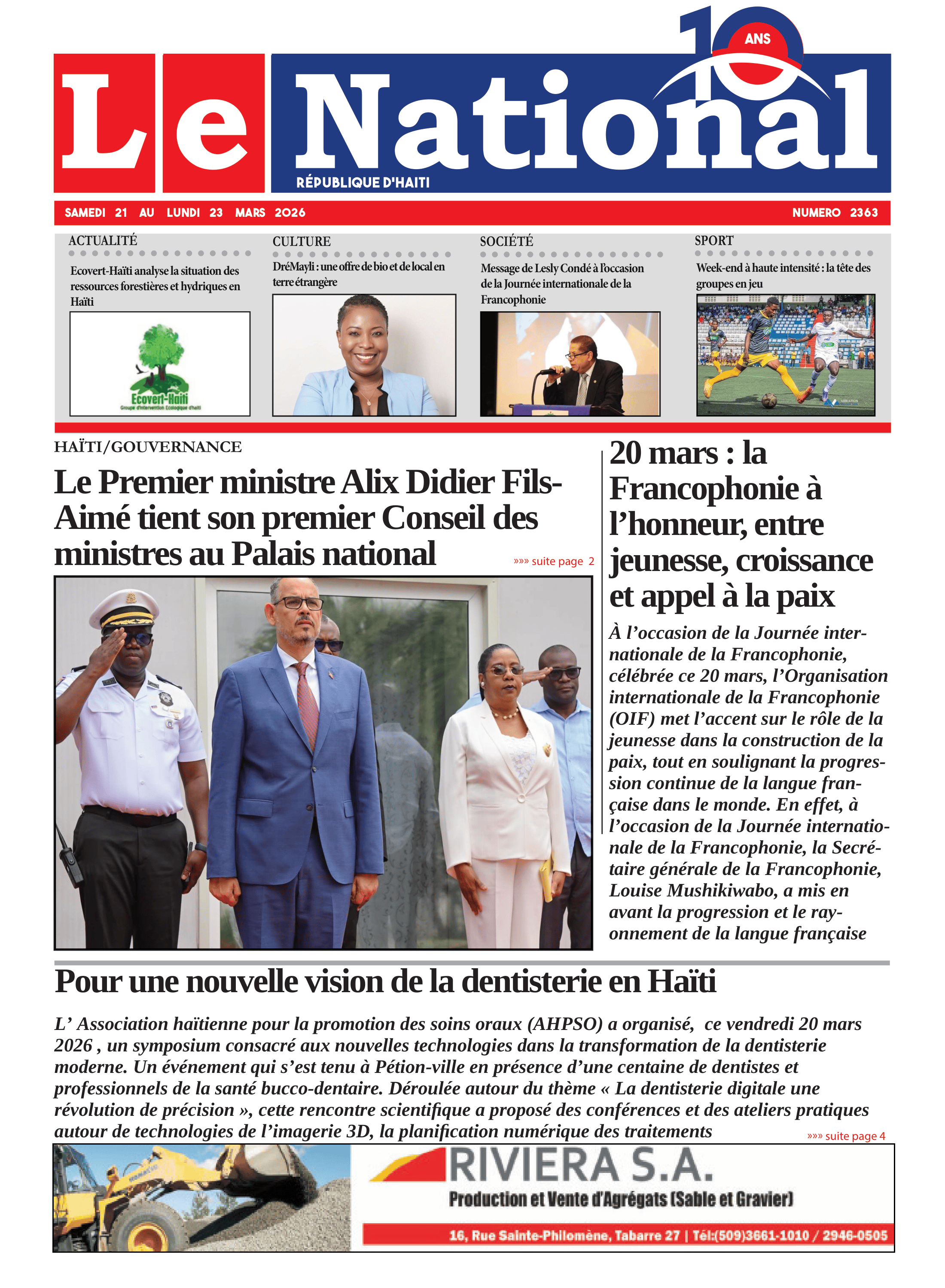 Page 1 de l'édition 2363
