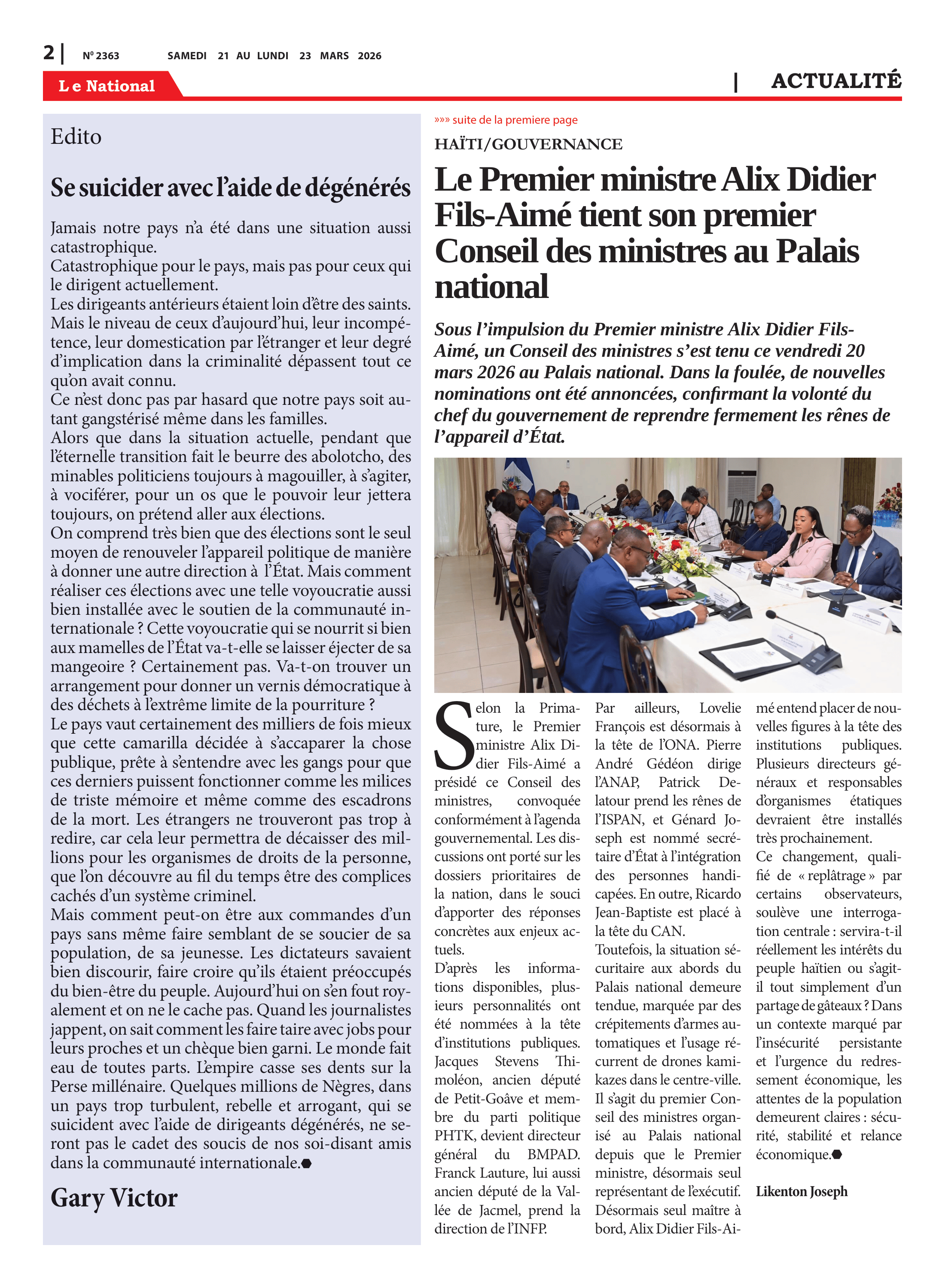 Page 2 de l'édition 2363