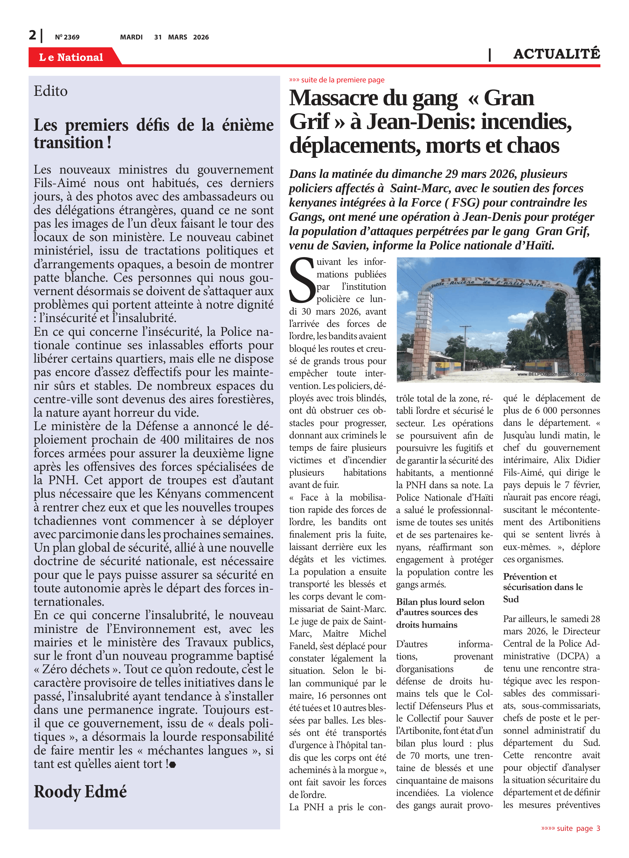 Page 2 de l'édition 2369