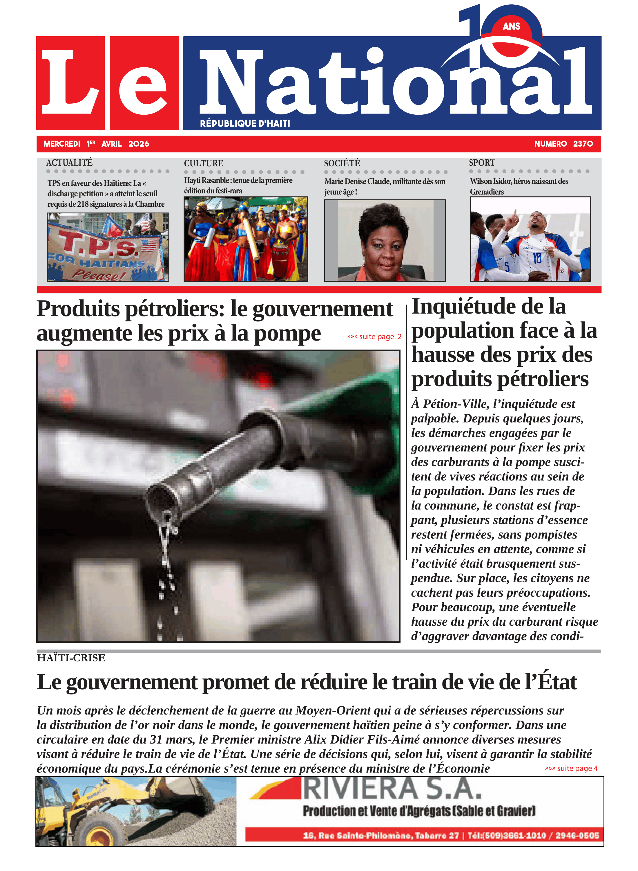 Page 1 de l'édition 2370