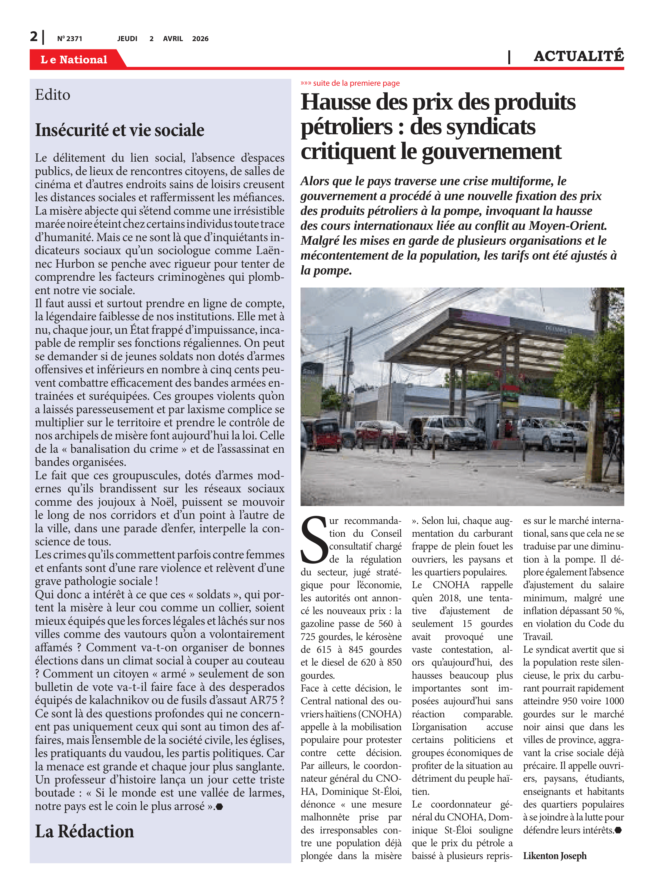 Page 2 de l'édition 2371