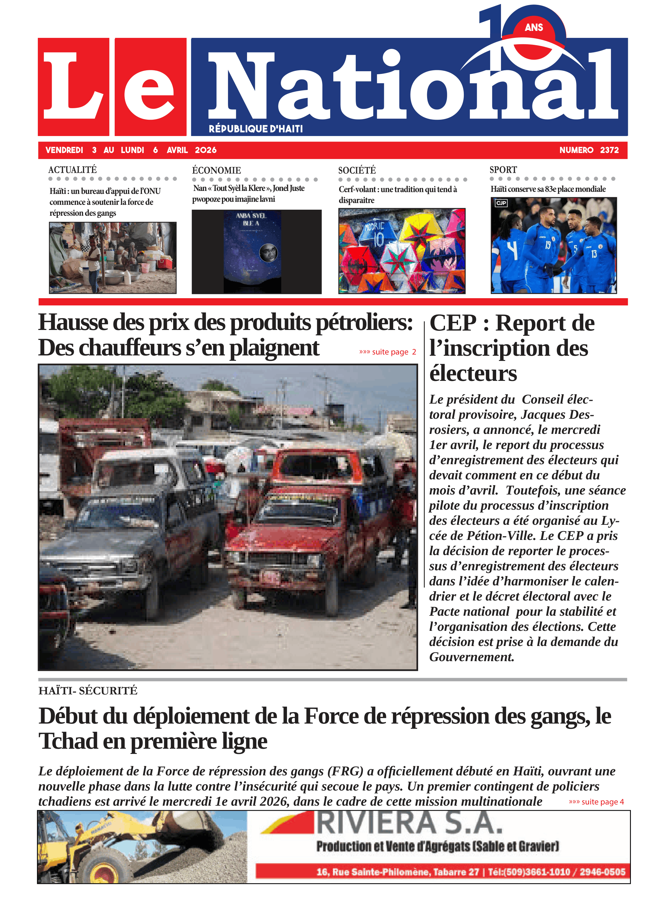 Page 1 de l'édition 2372
