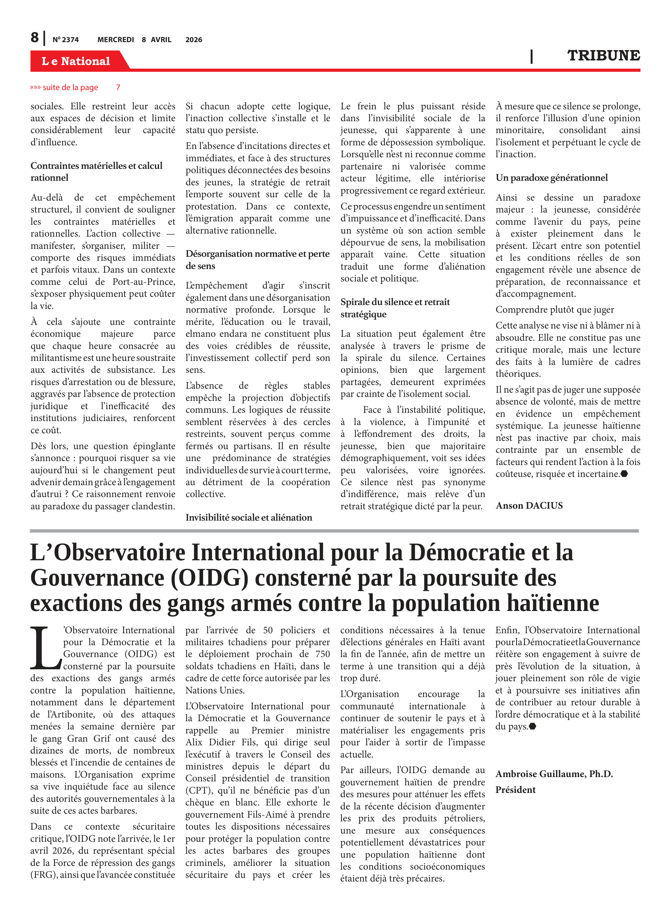 Page 8 de l'édition 2374