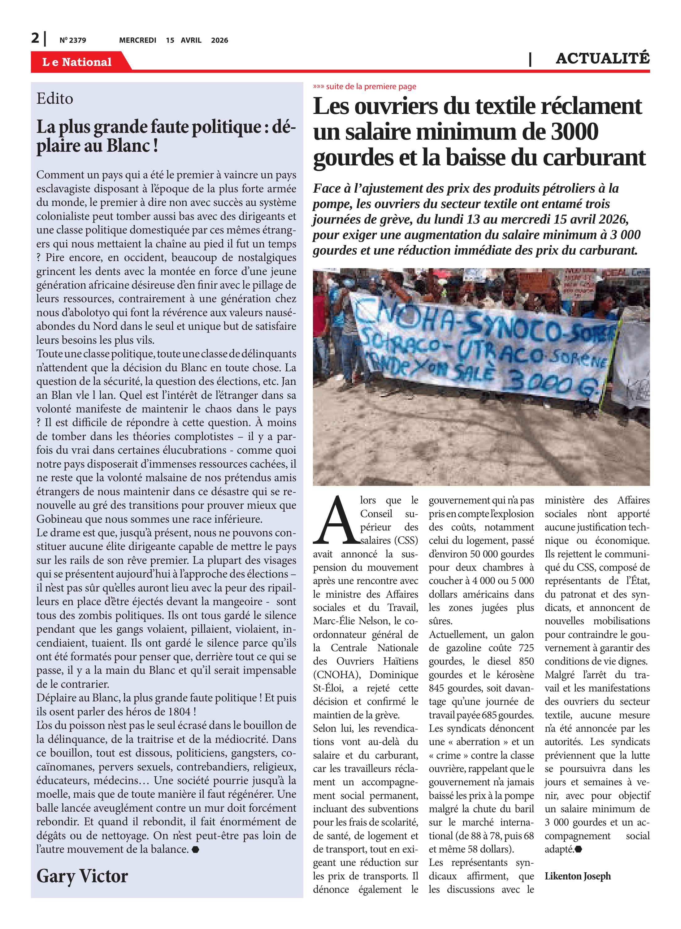 Page 2 de l'édition 2379