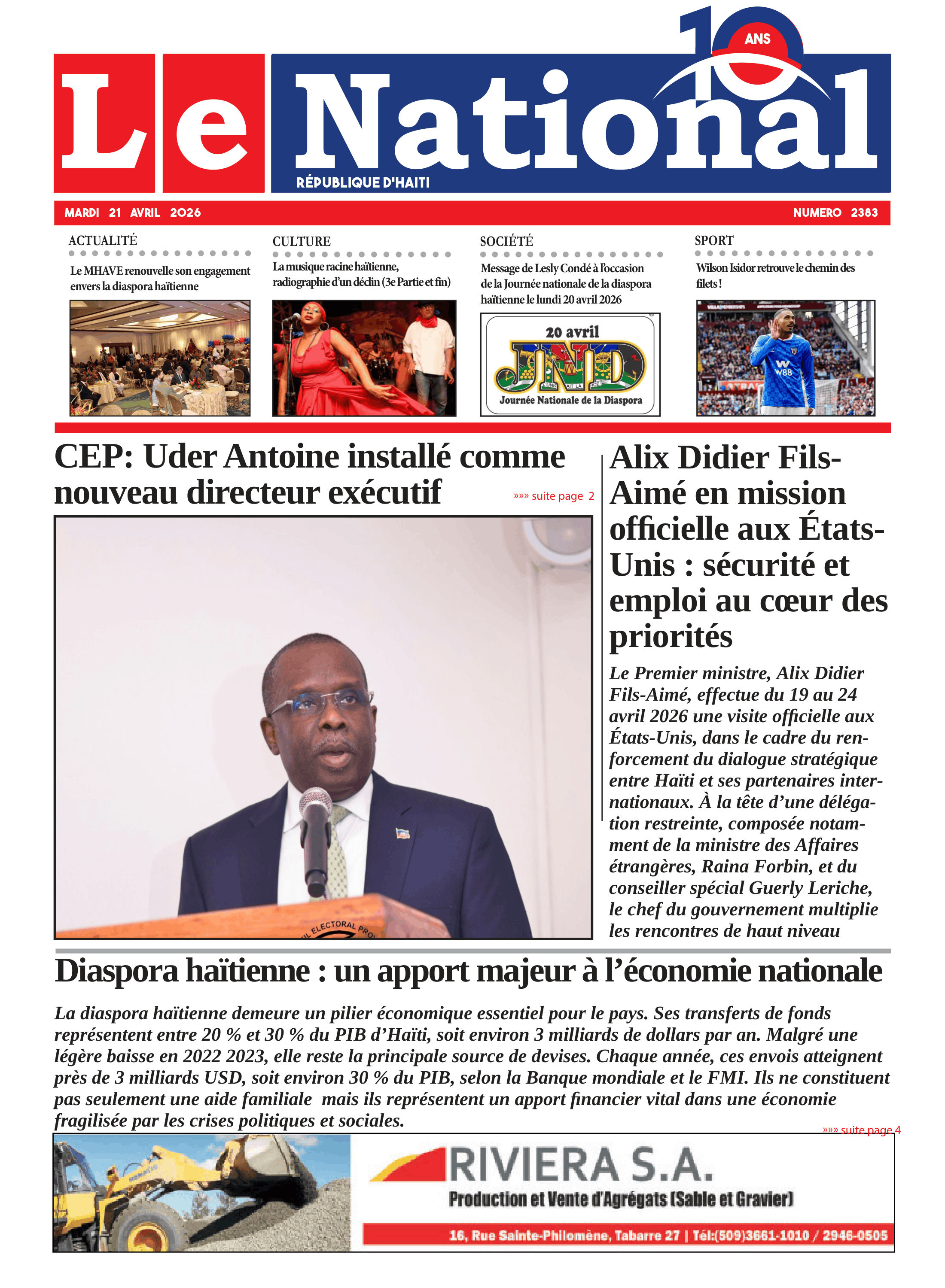 Page 1 de l'édition 2383