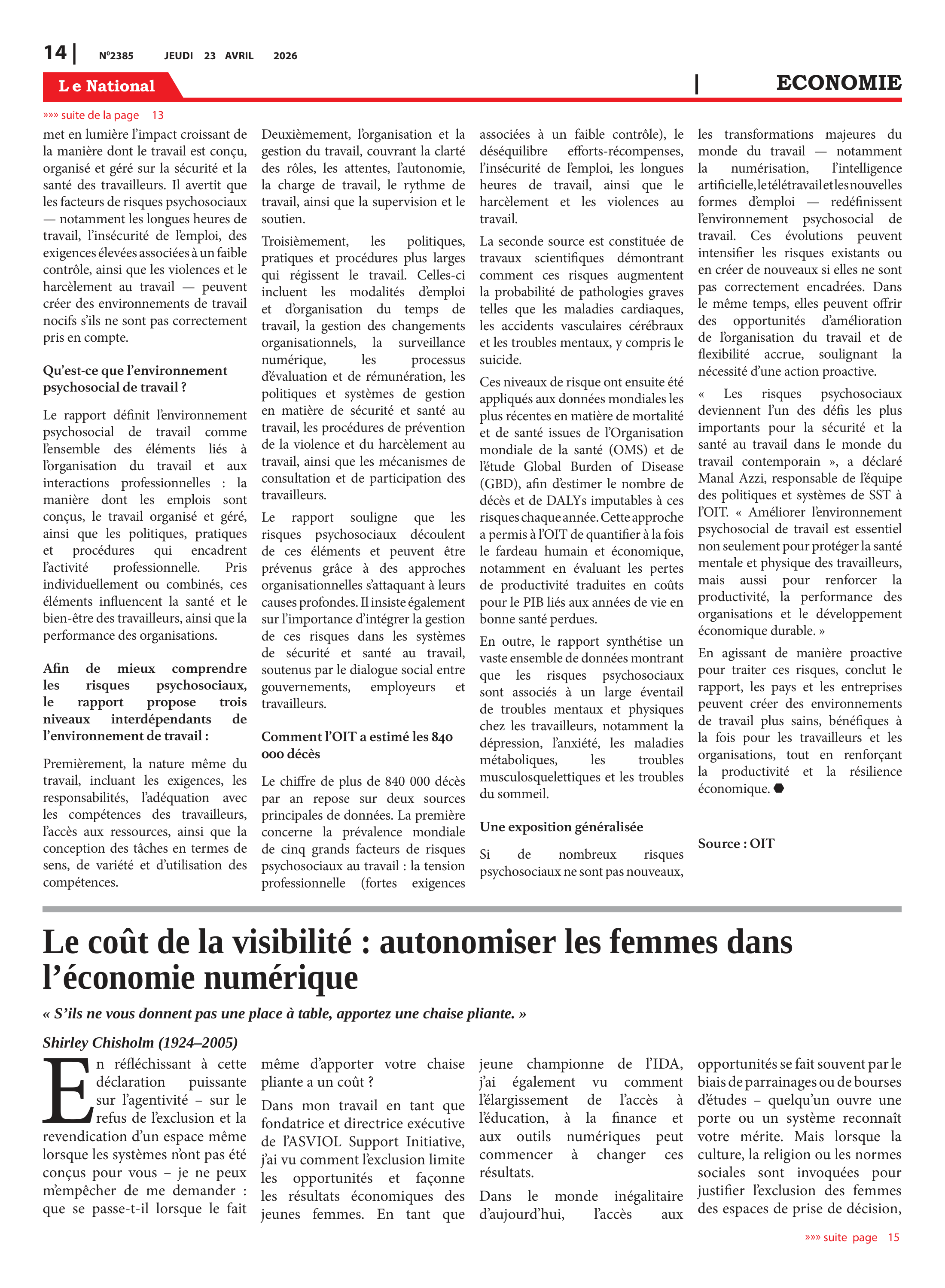 Page 14 de l'édition 2385