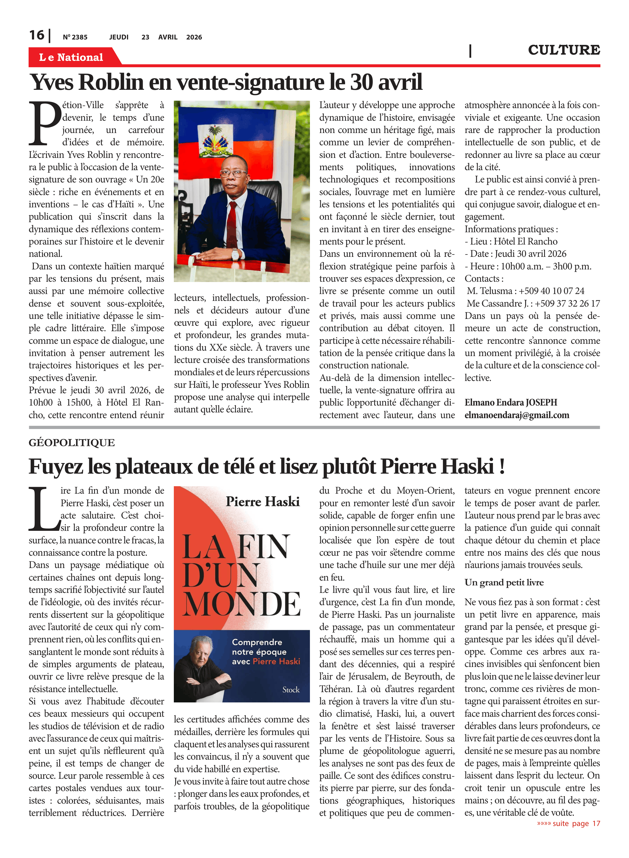 Page 16 de l'édition 2385