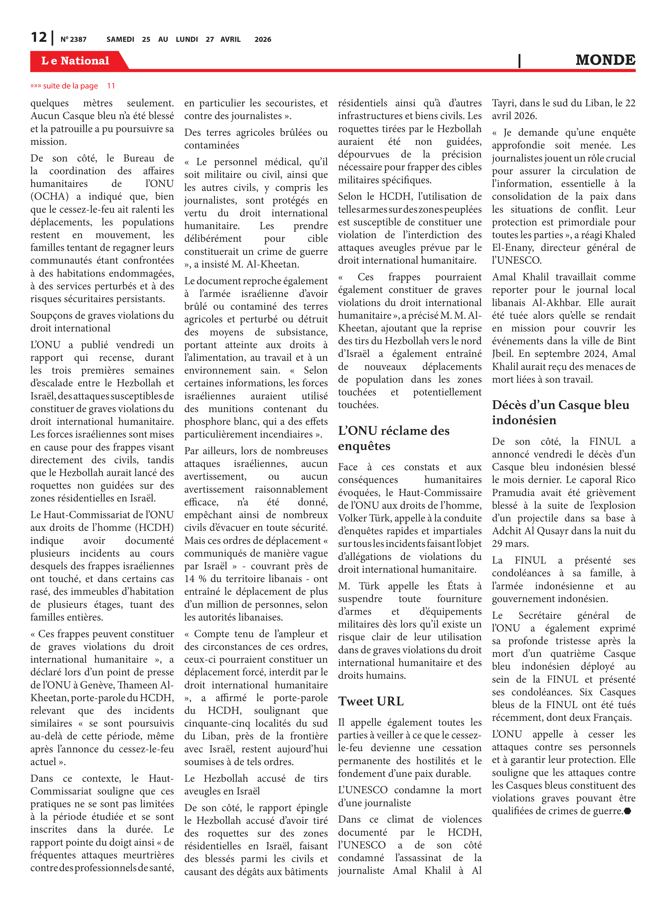 Page 12 de l'édition 2387