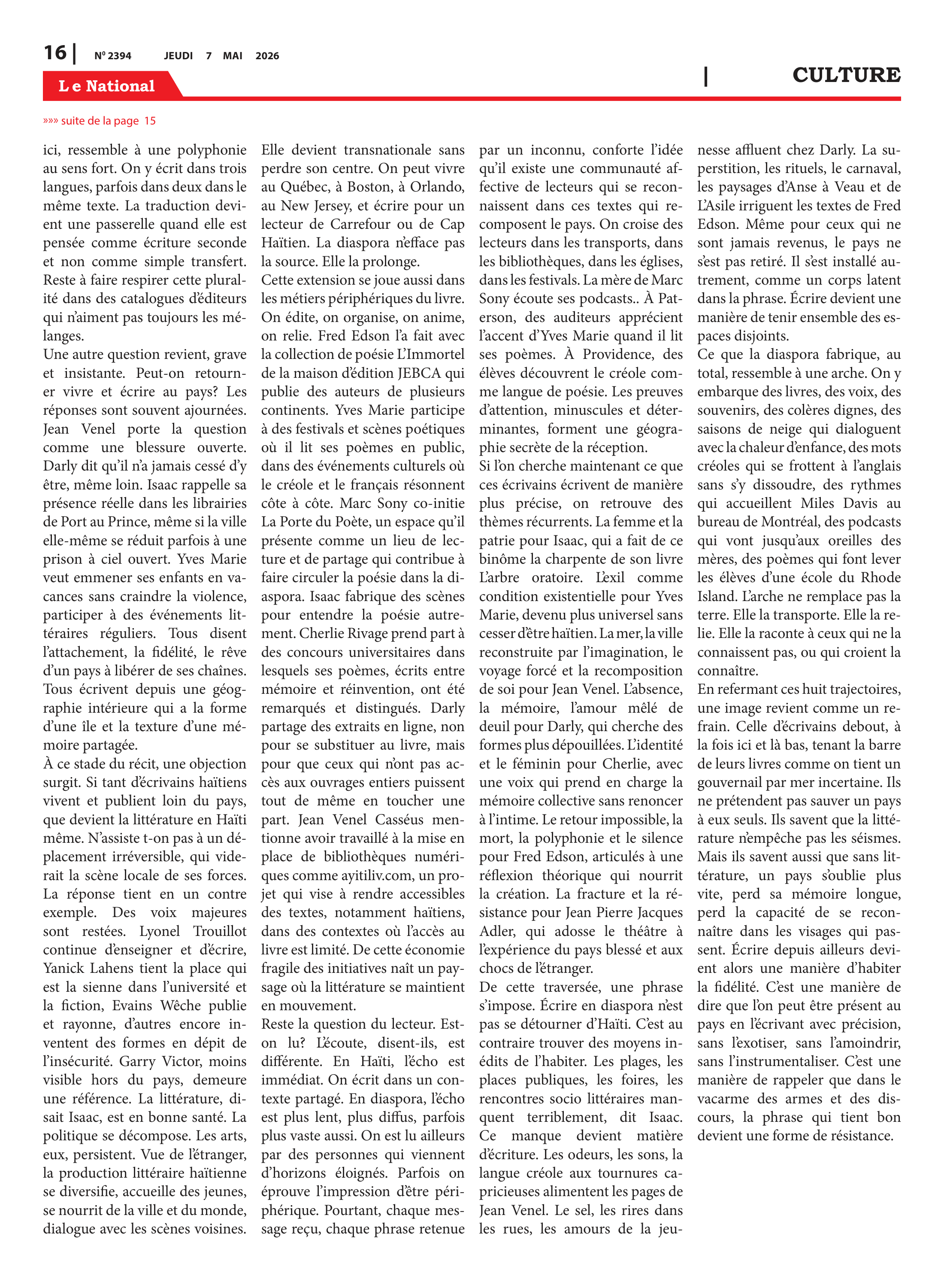 Page 16 de l'édition 2394