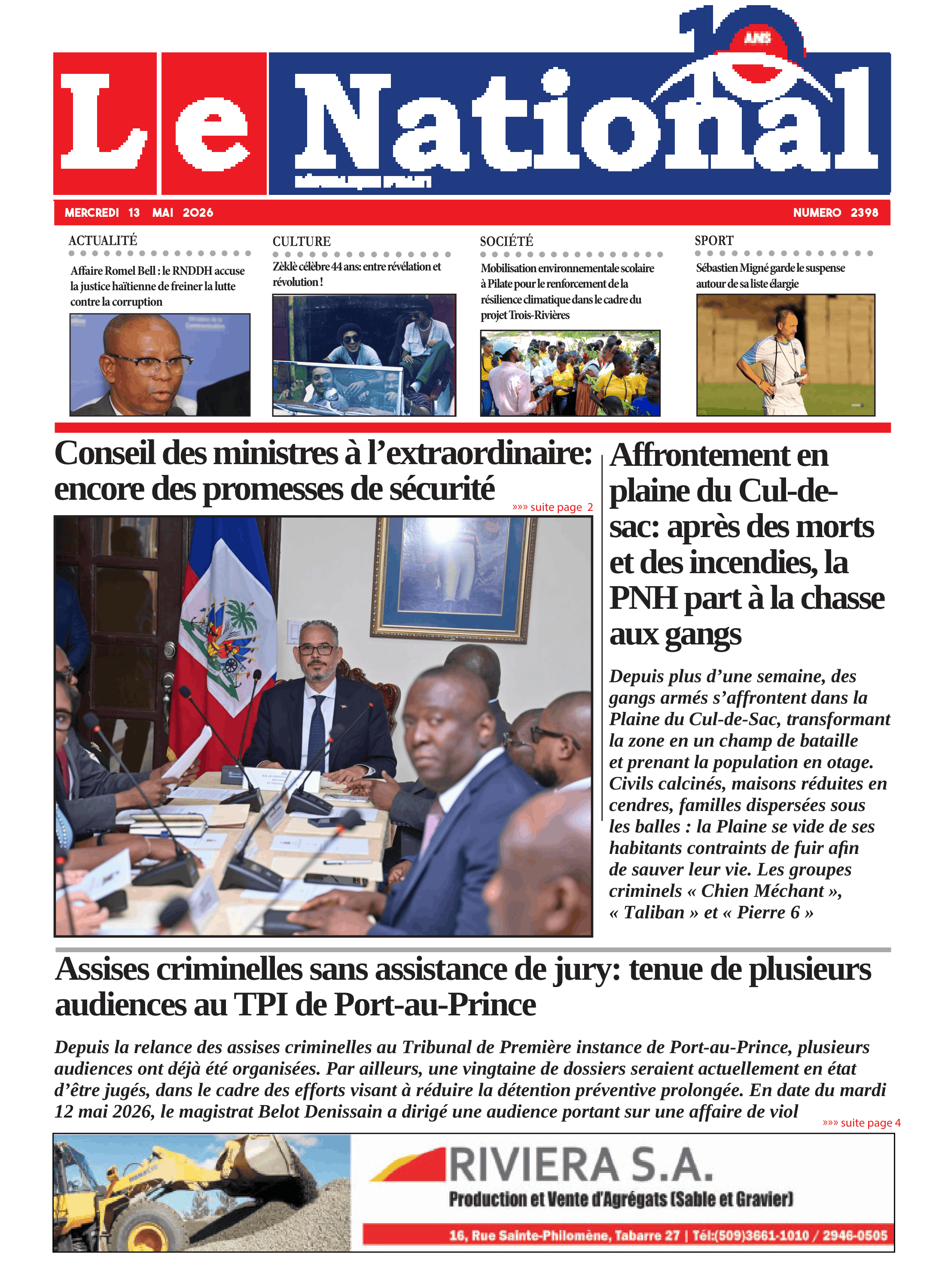 Page 1 de l'édition 2398