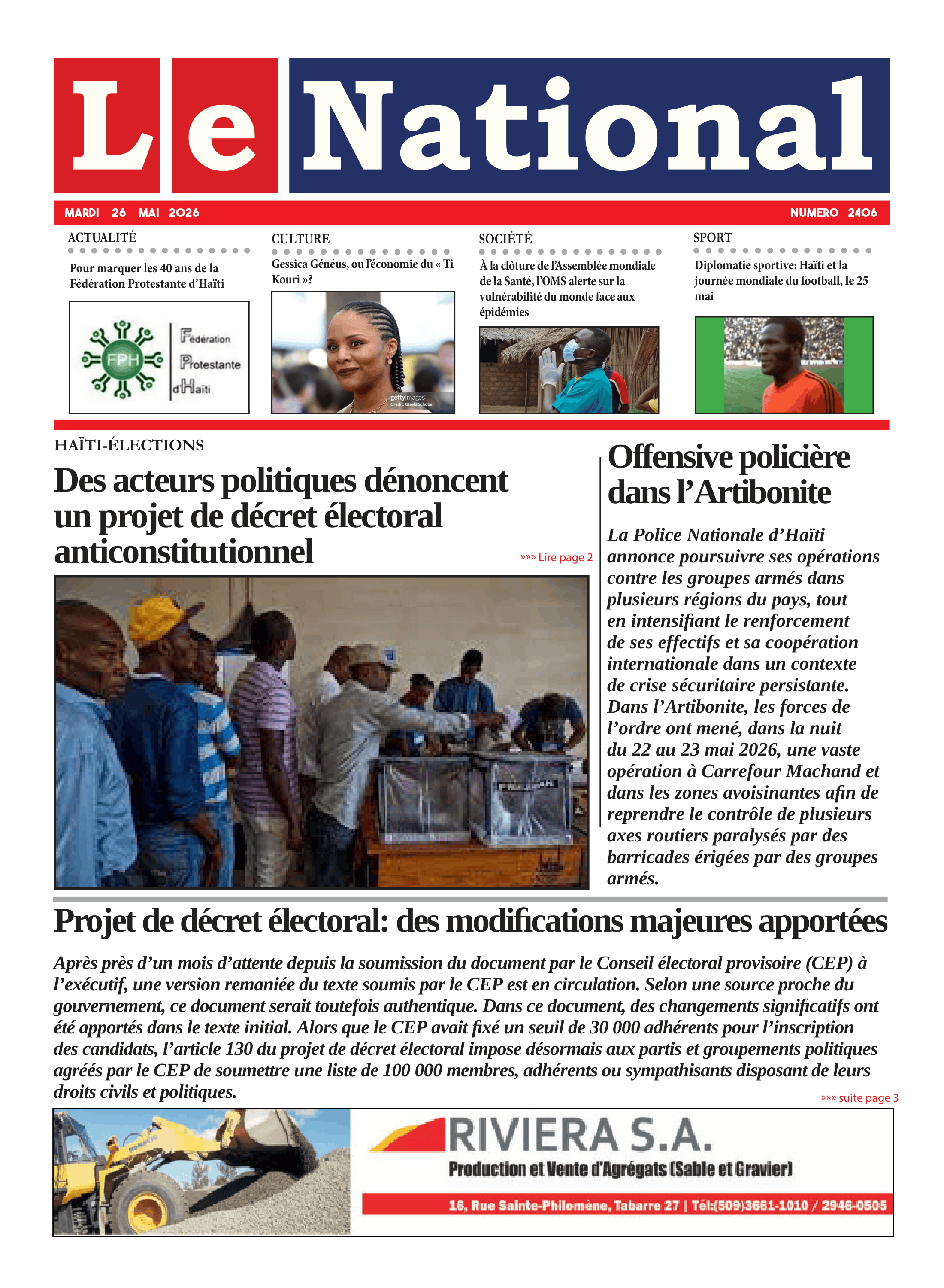 Page 1 de l'édition 2406