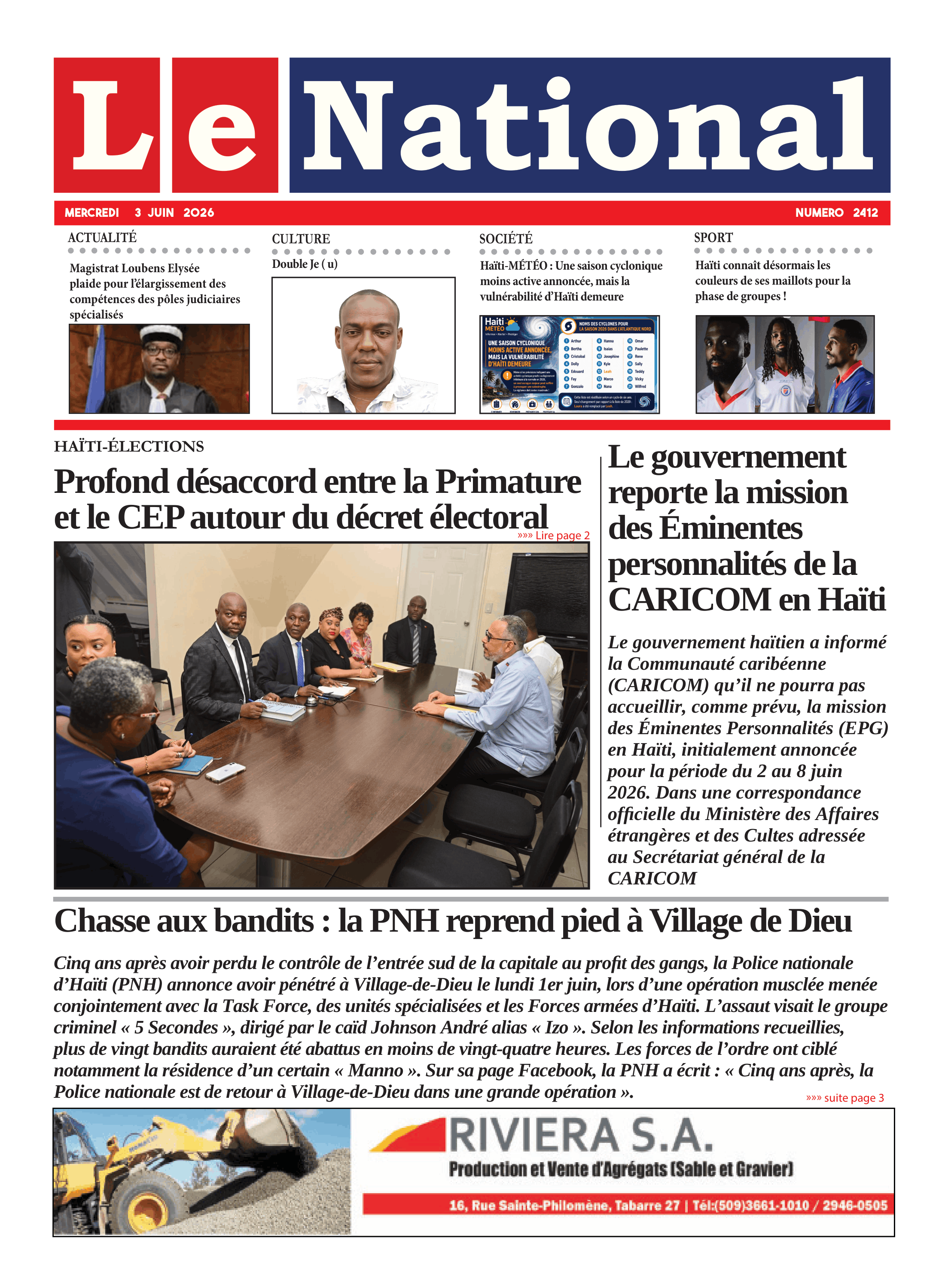 Page 1 de l'édition 2412
