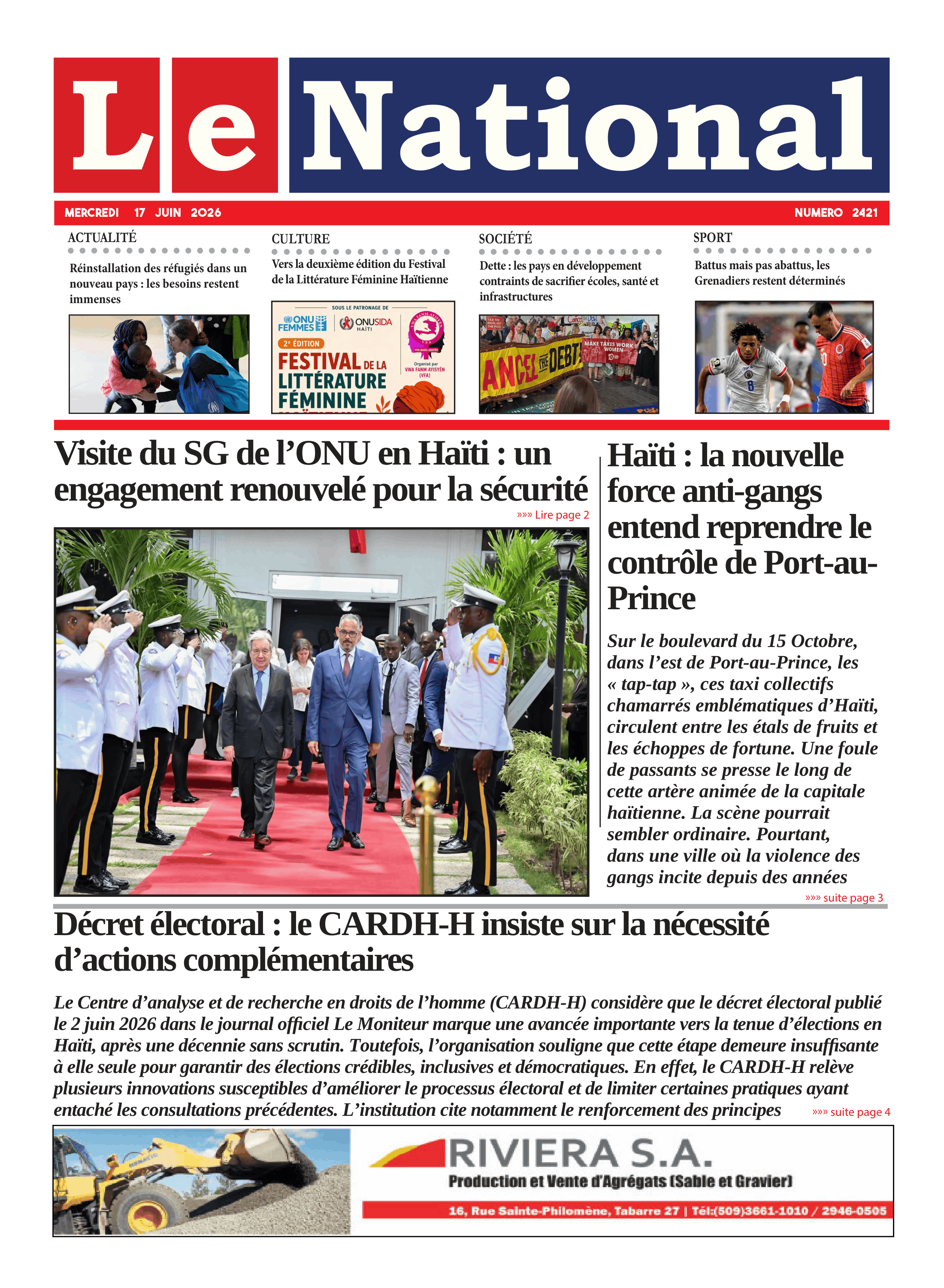 Page 1 de l'édition 2421