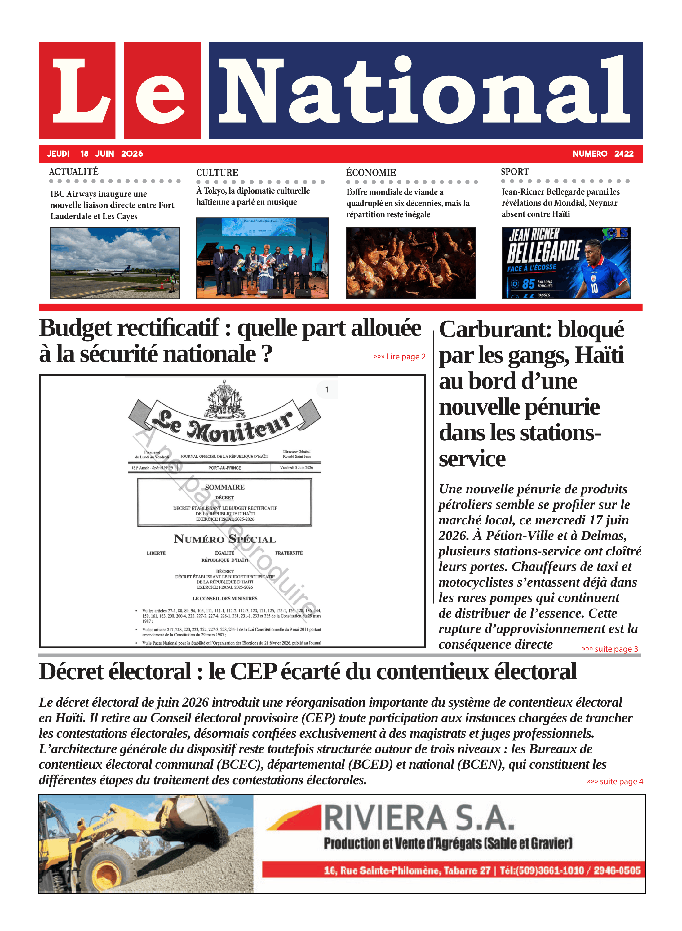 Page 1 de l'édition 2422