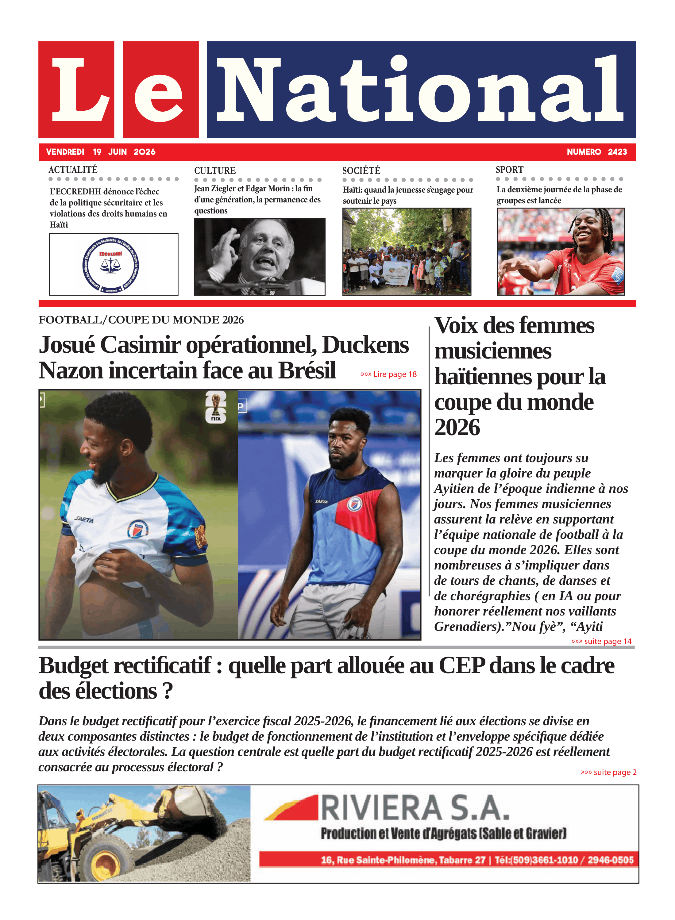 Page 1 de l'édition 2423