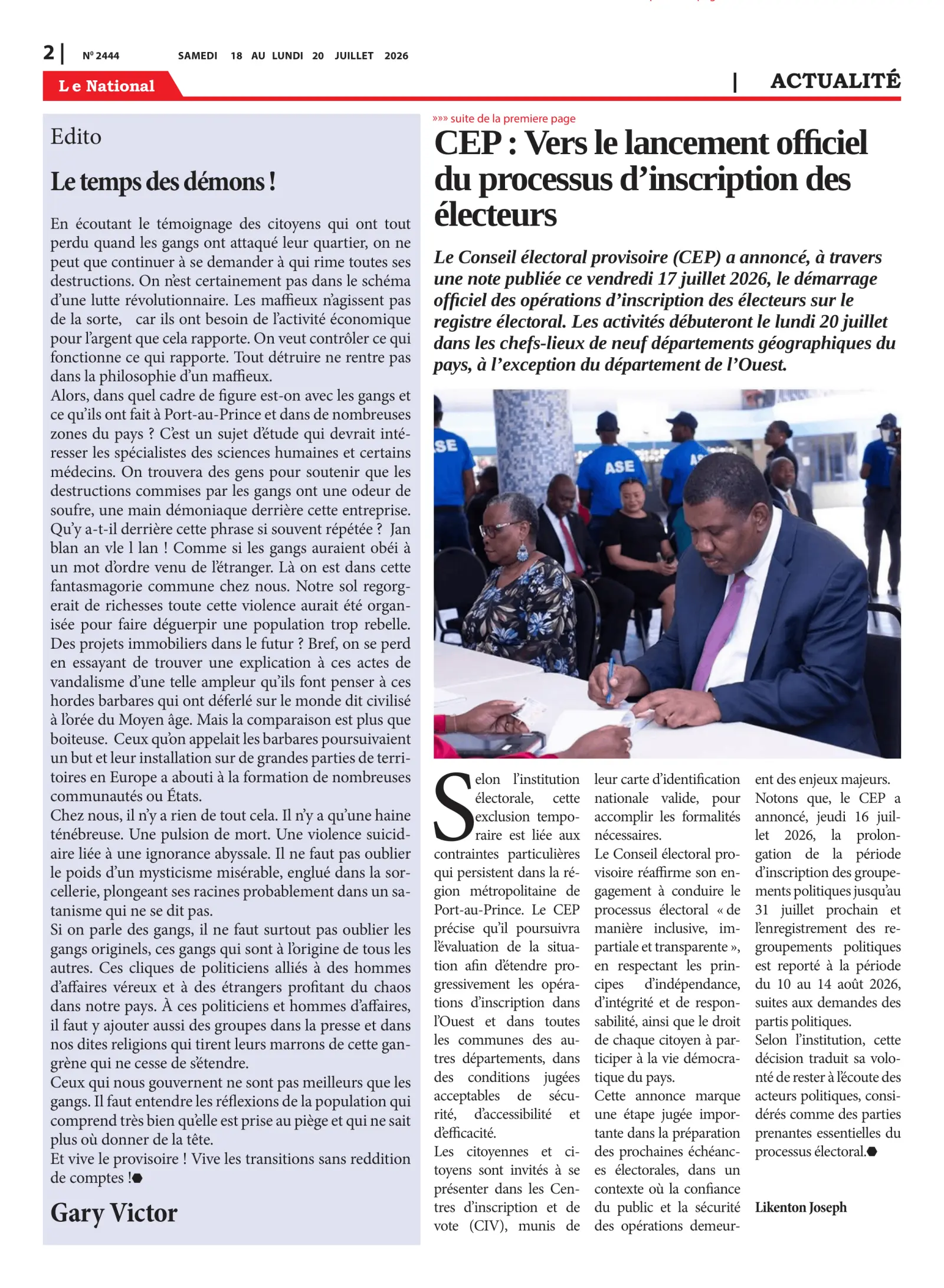 Page 2 de l'édition 2444