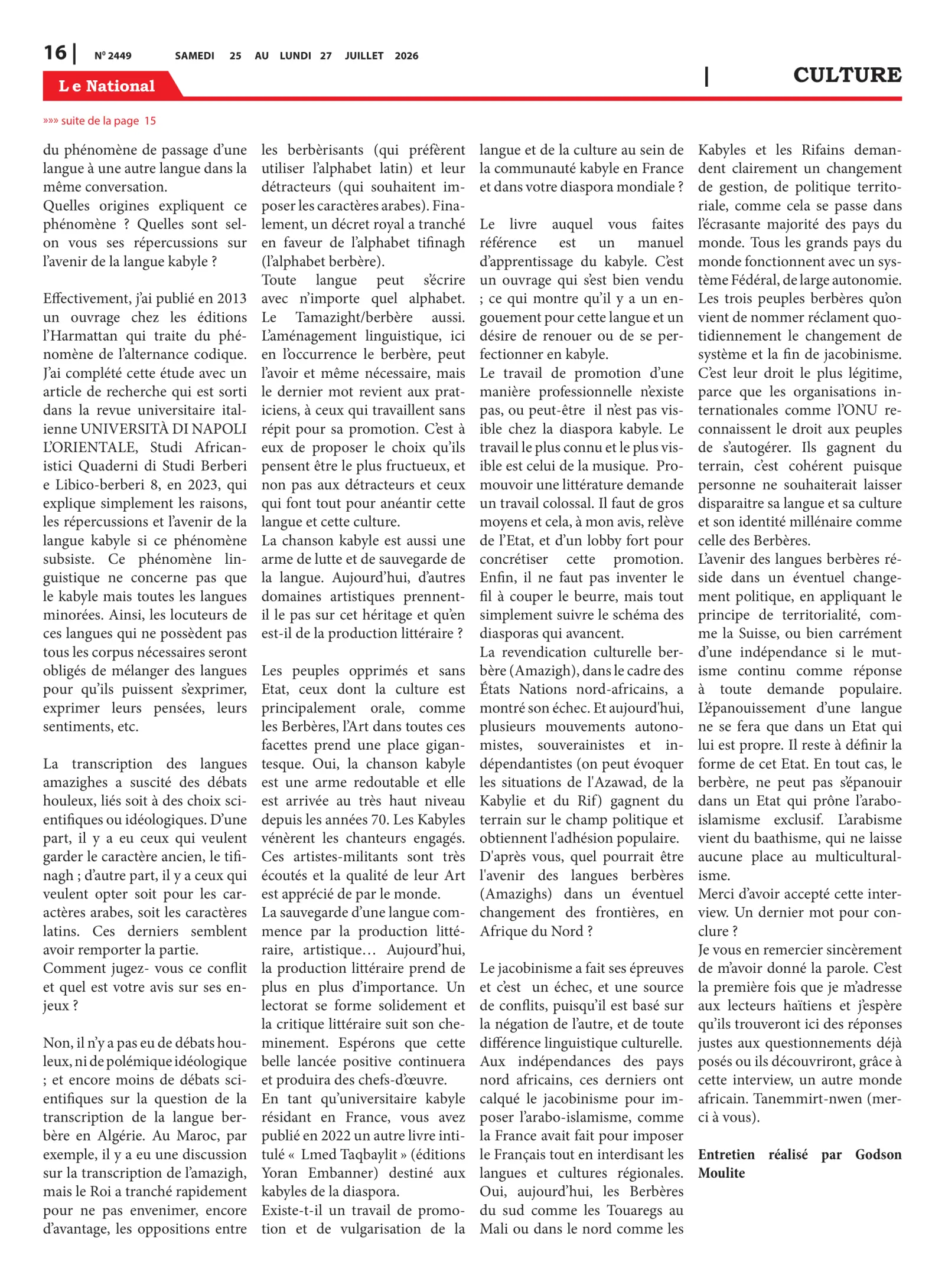Page 16 de l'édition 2449