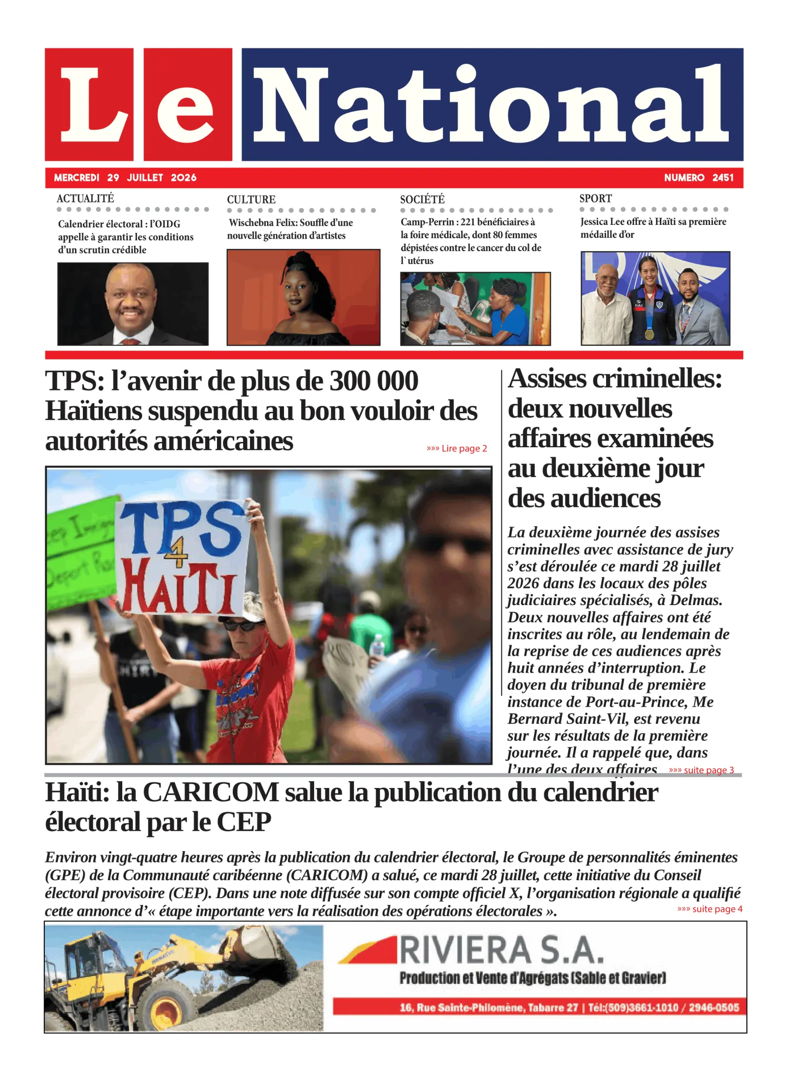 Page 1 de l'édition 2451