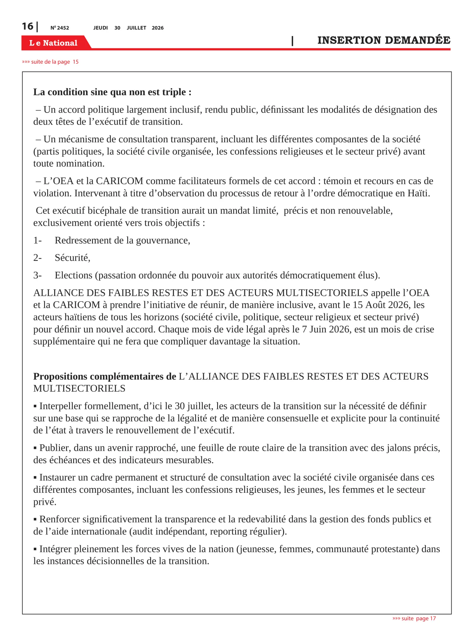 Page 16 de l'édition 2452