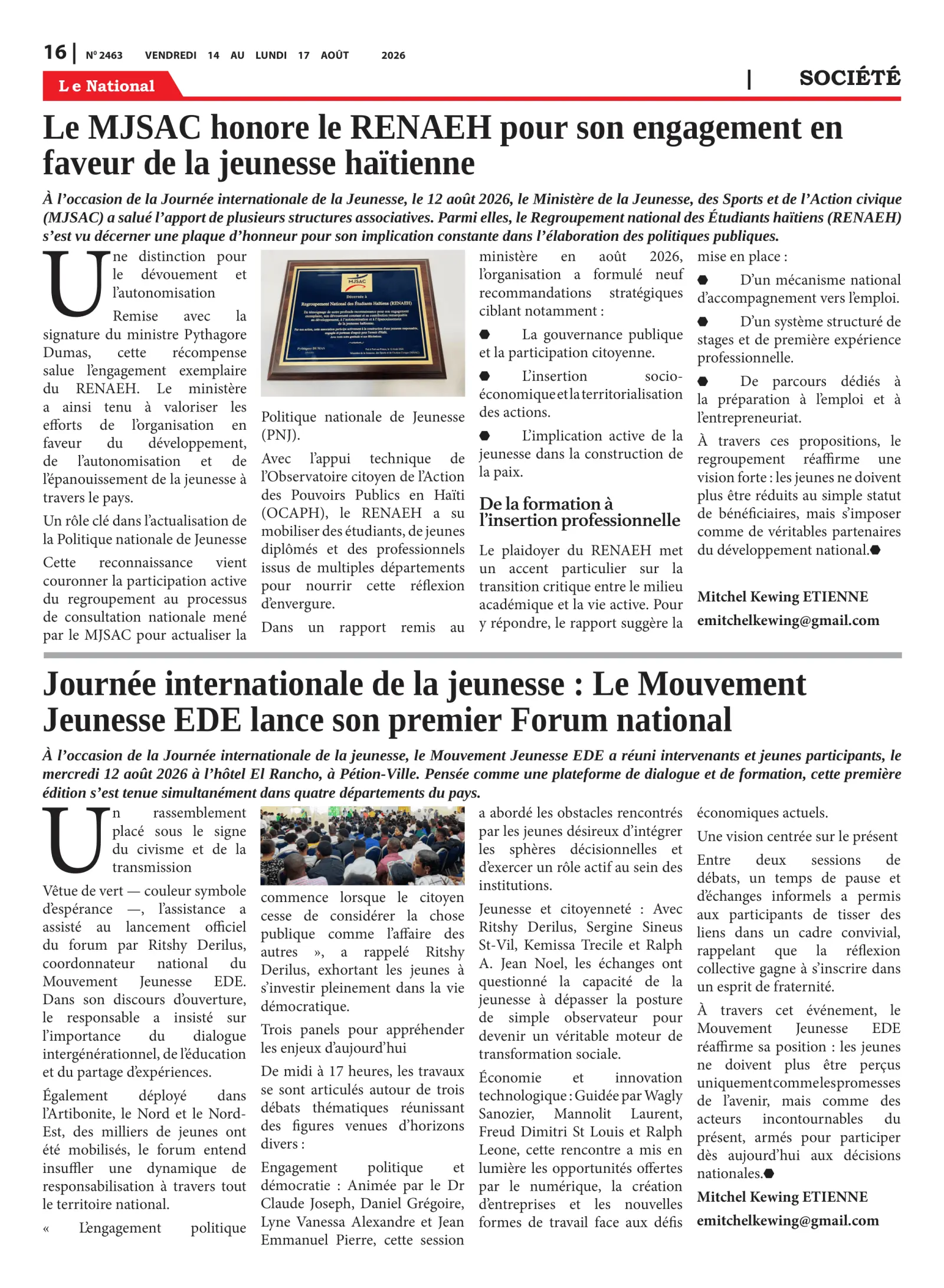 Page 16 de l'édition 2463