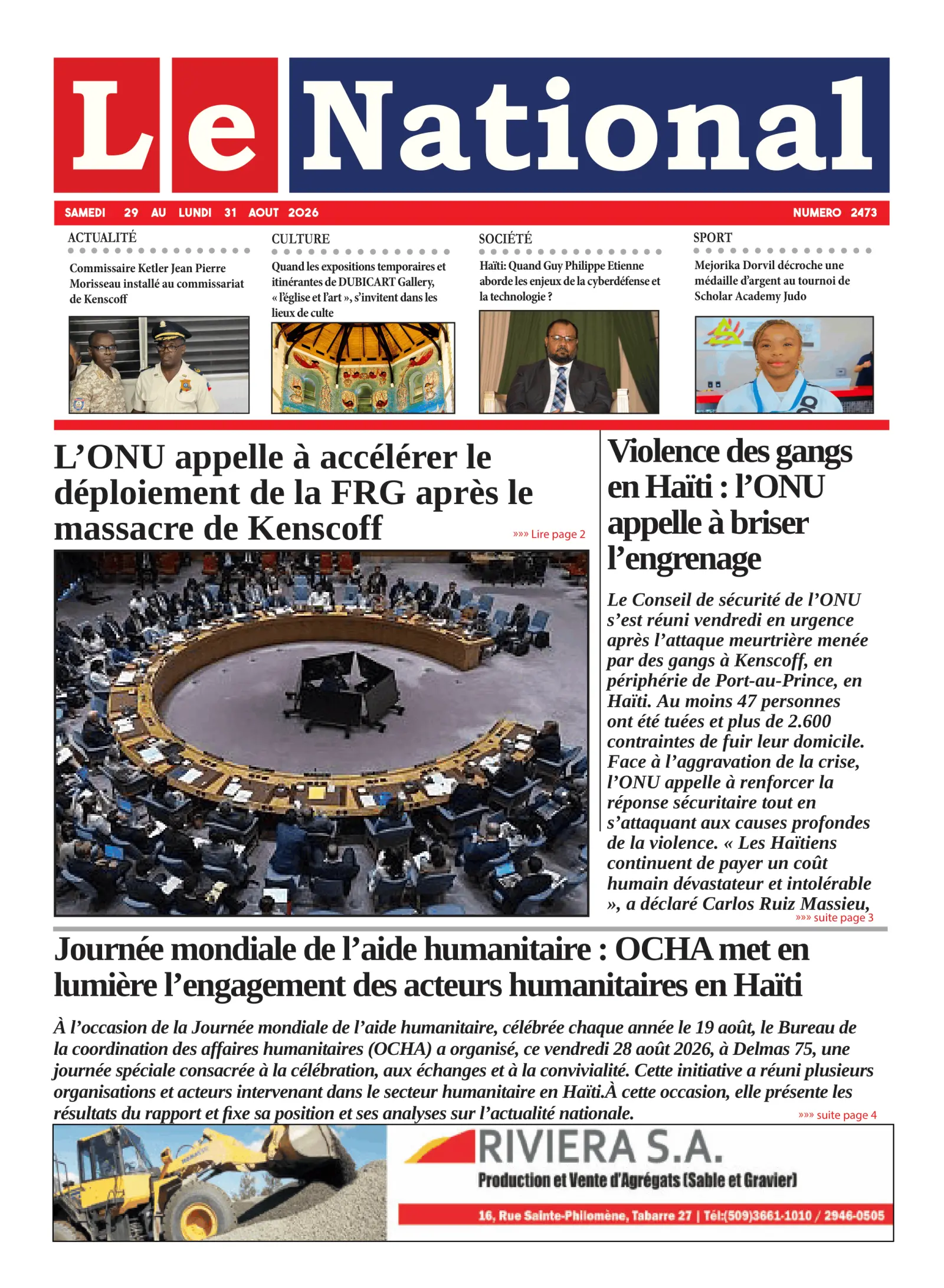 Page 1 de l'édition 2473
