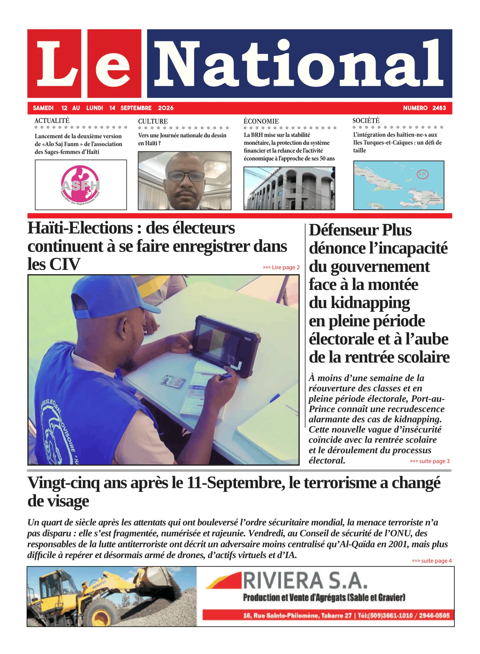 Page 1 de l'édition 2483
