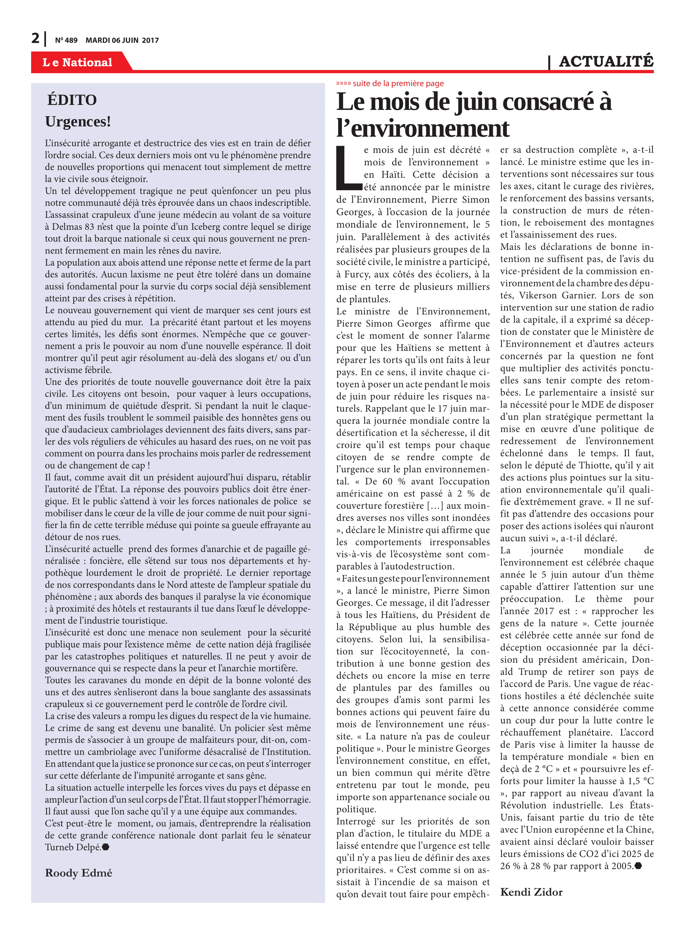 Page 2 de l'édition 489