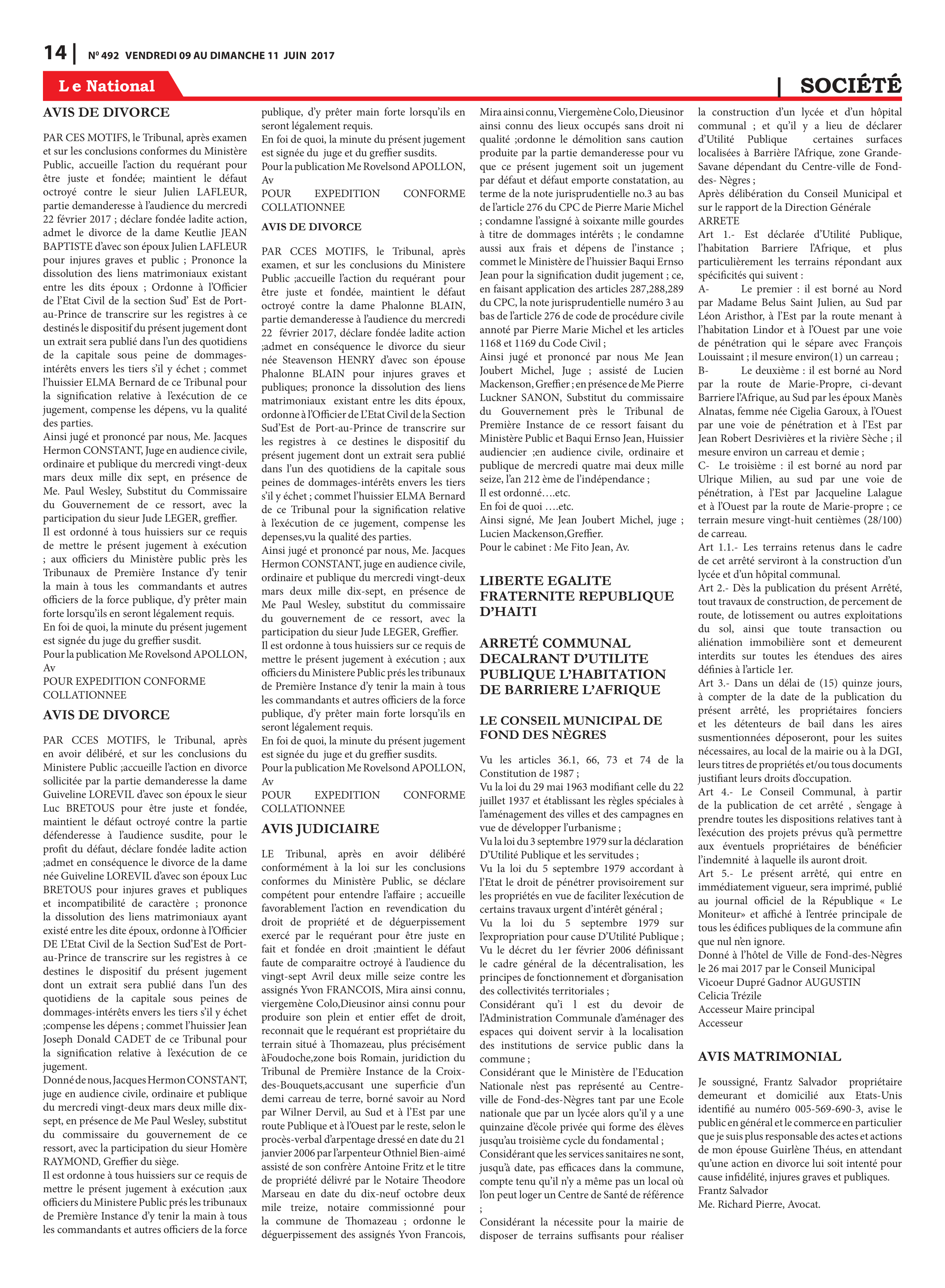 Page 14 de l'édition 492