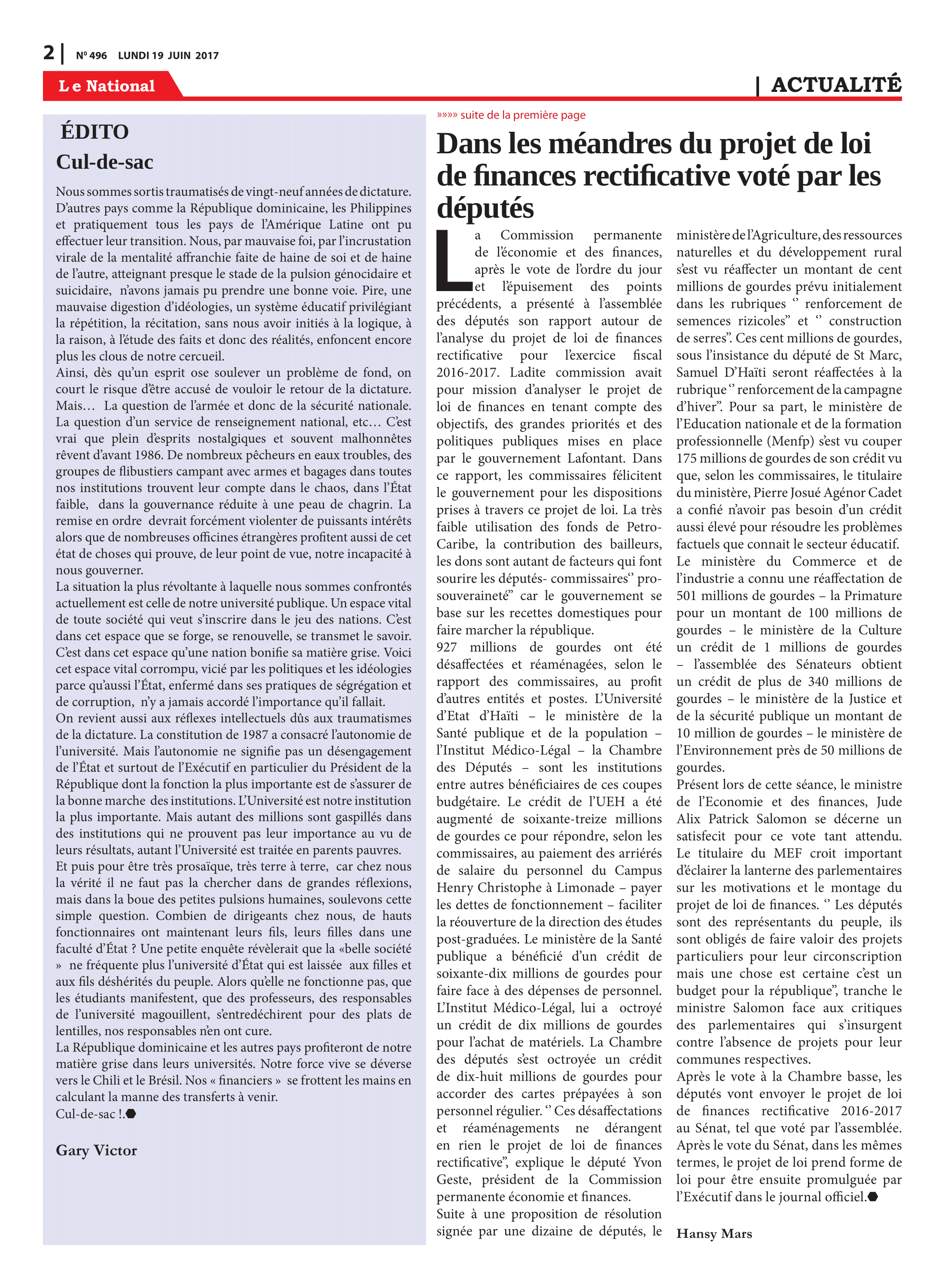 Page 2 de l'édition 496