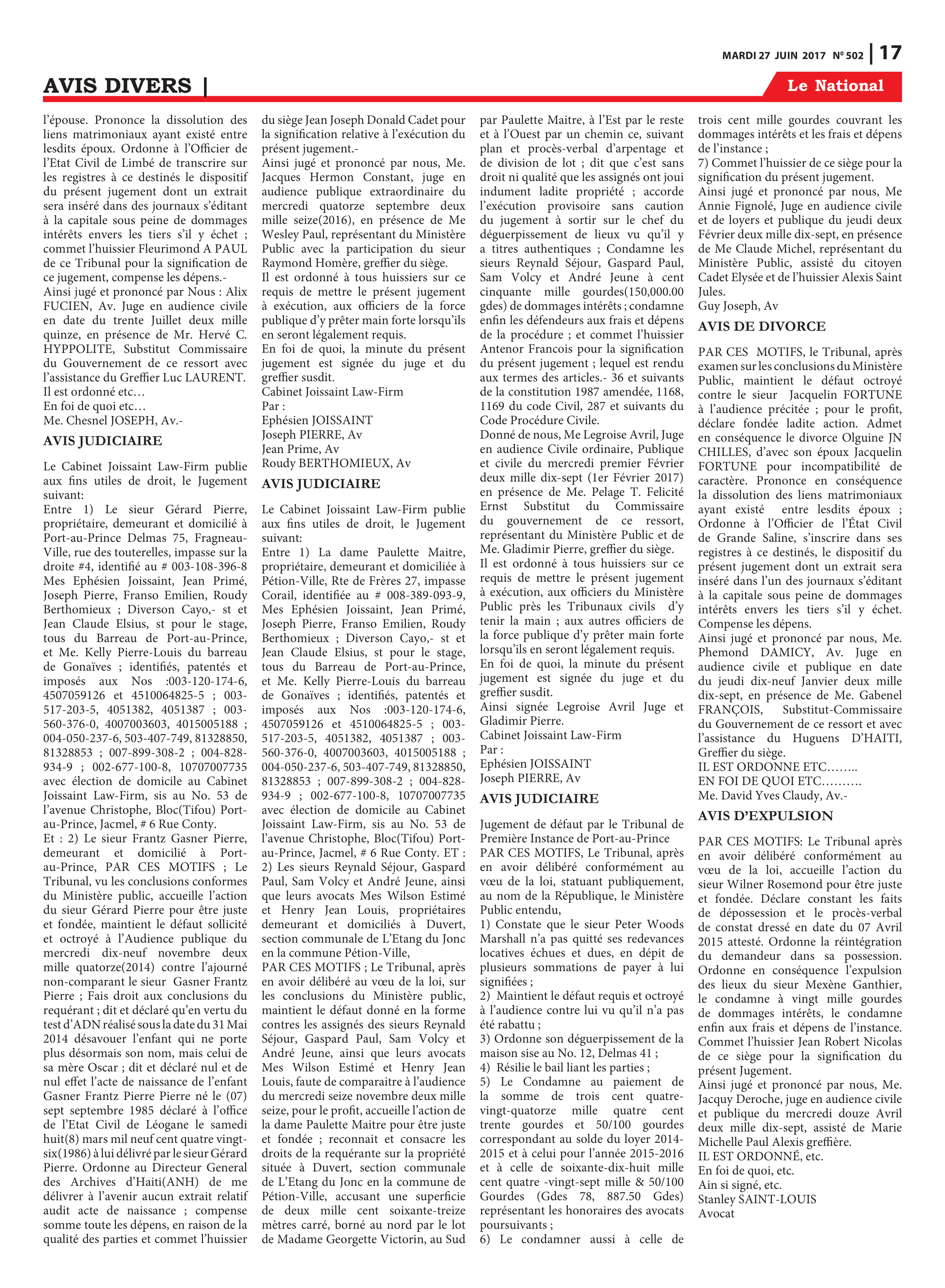 Page 17 de l'édition 502
