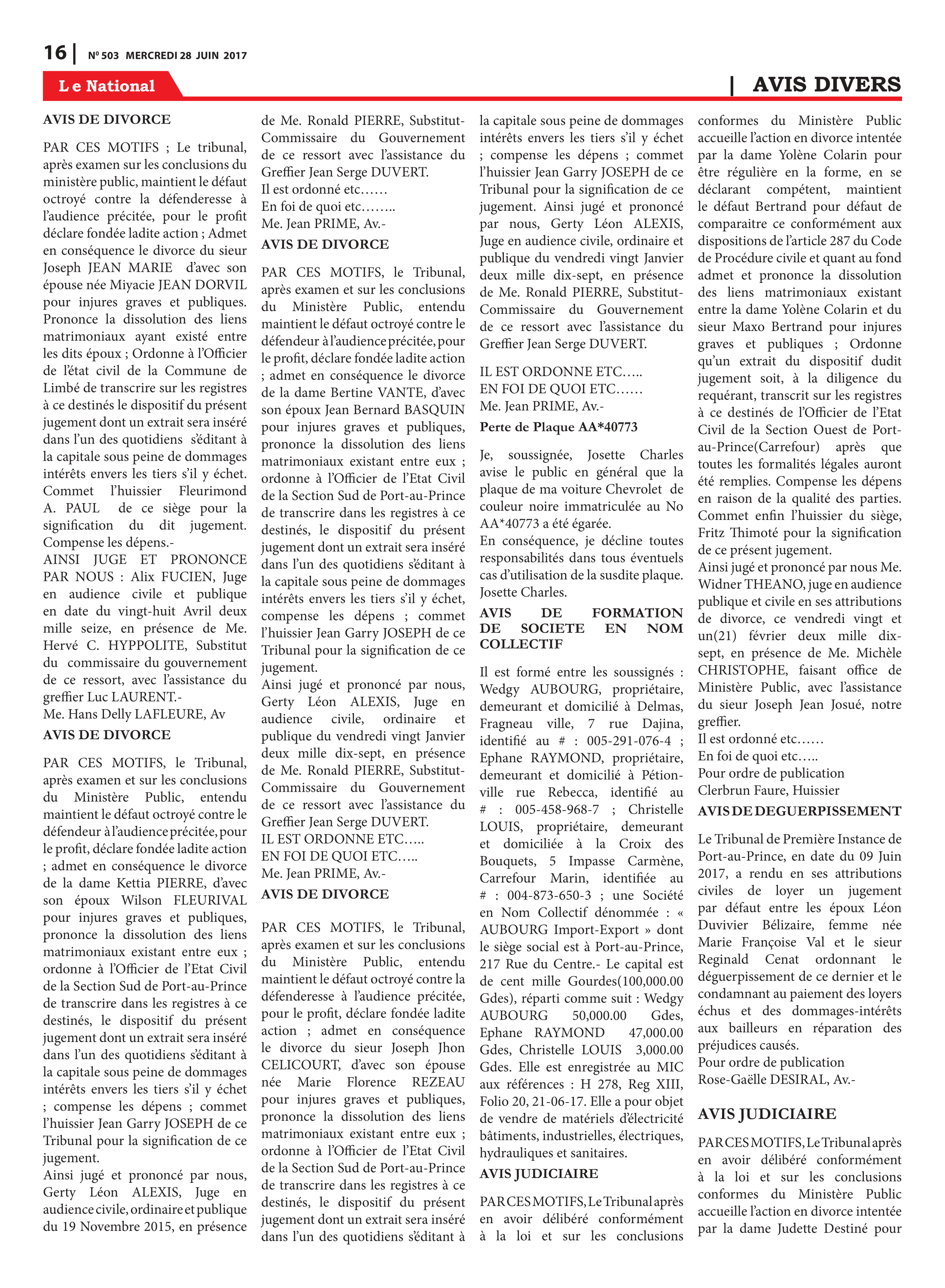 Page 16 de l'édition 503