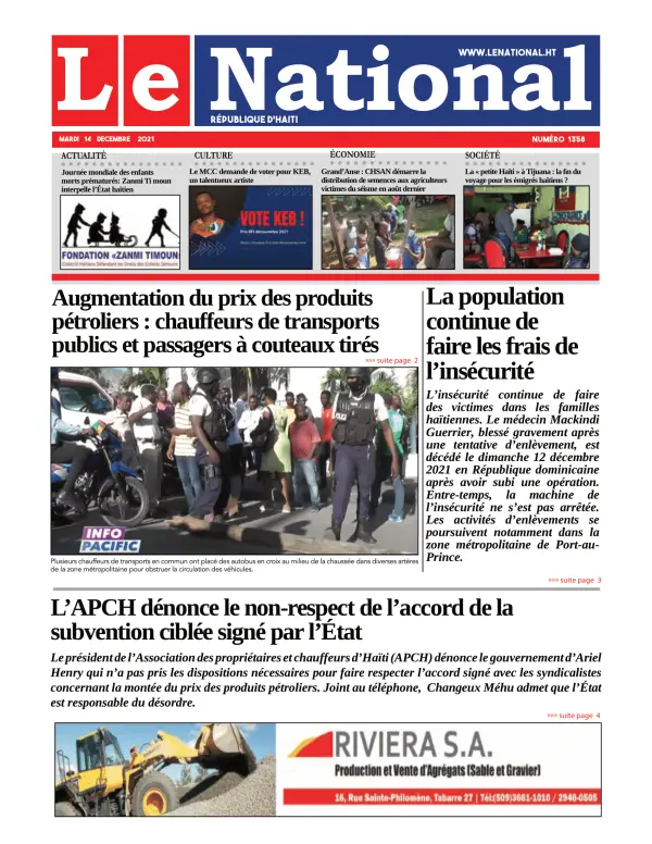 Une de l'édition 1358