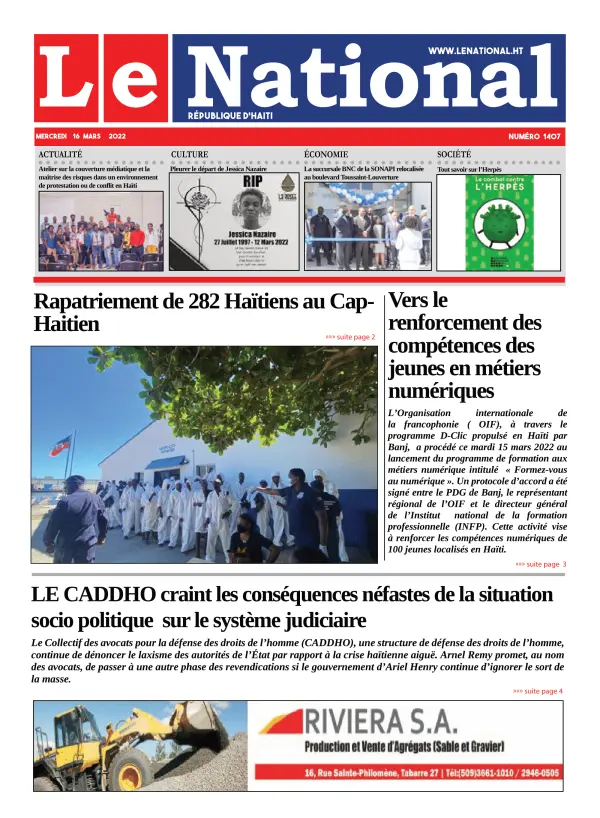 Une de l'édition 1407