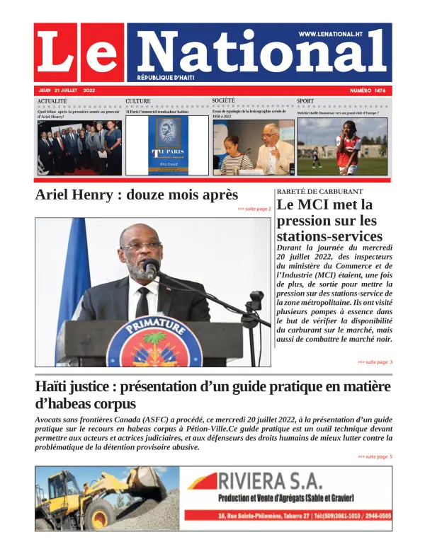 Une de l'édition 1476