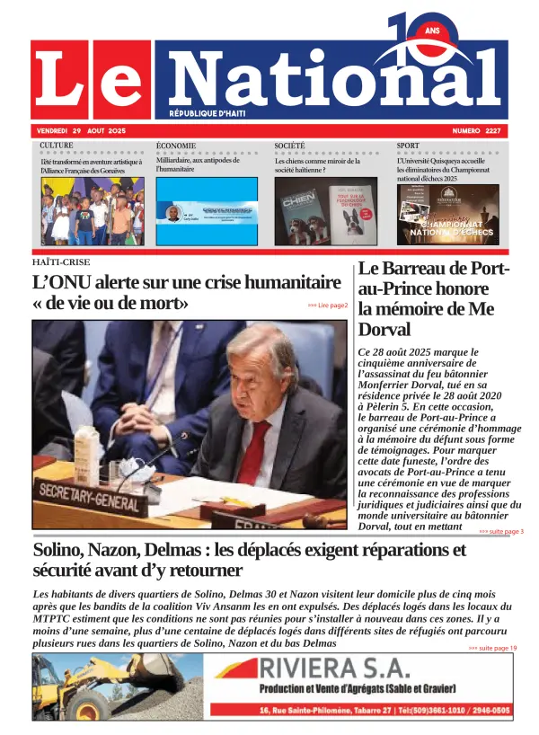 Une de l'édition 2227