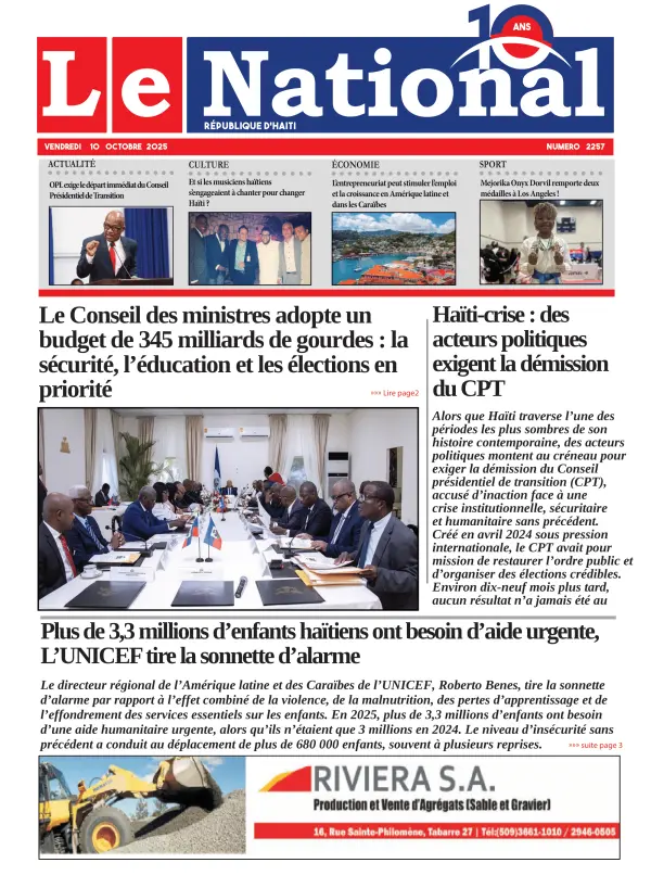 Une de l'édition 2257